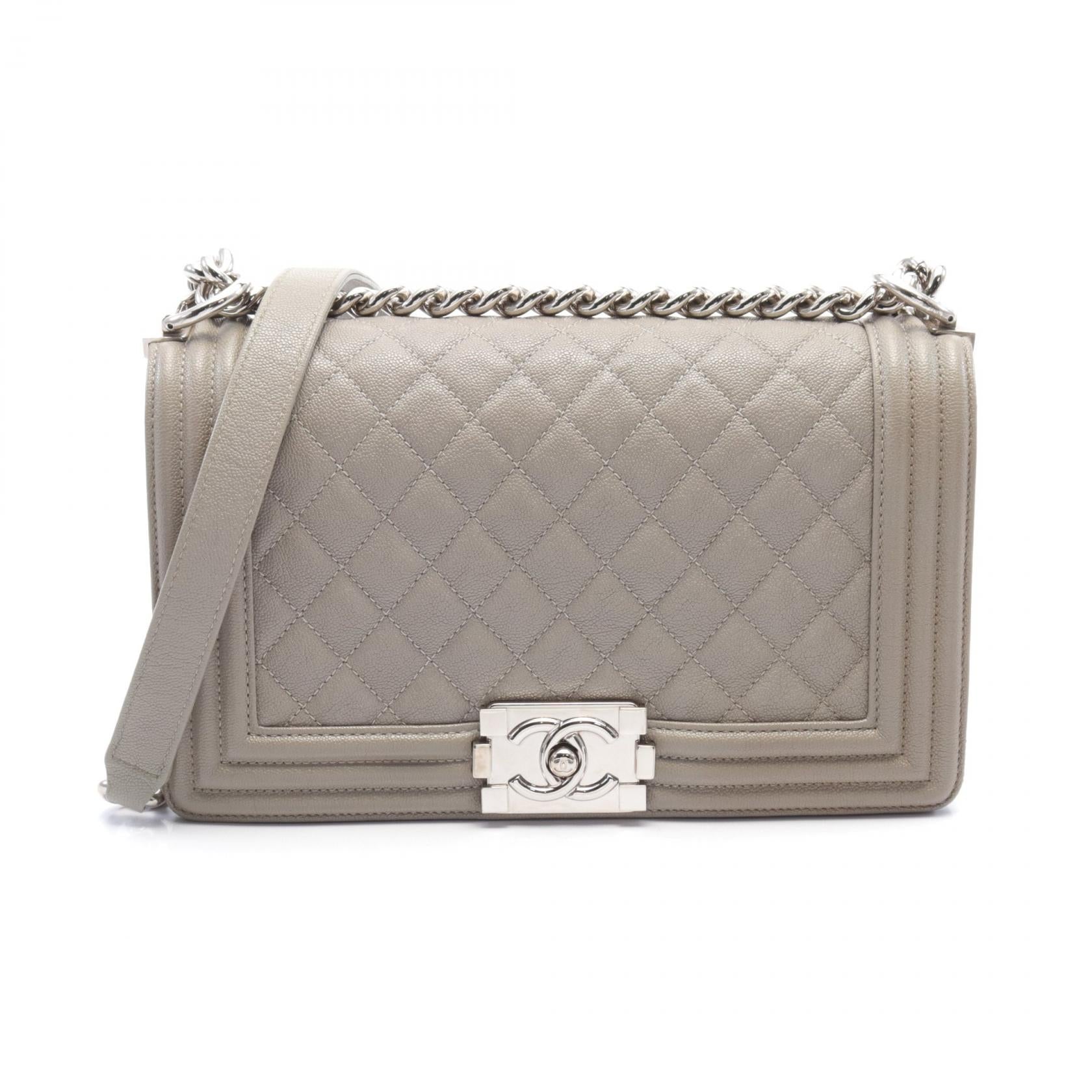 Chanel Boy Matelasse Shoulder Bag Beige