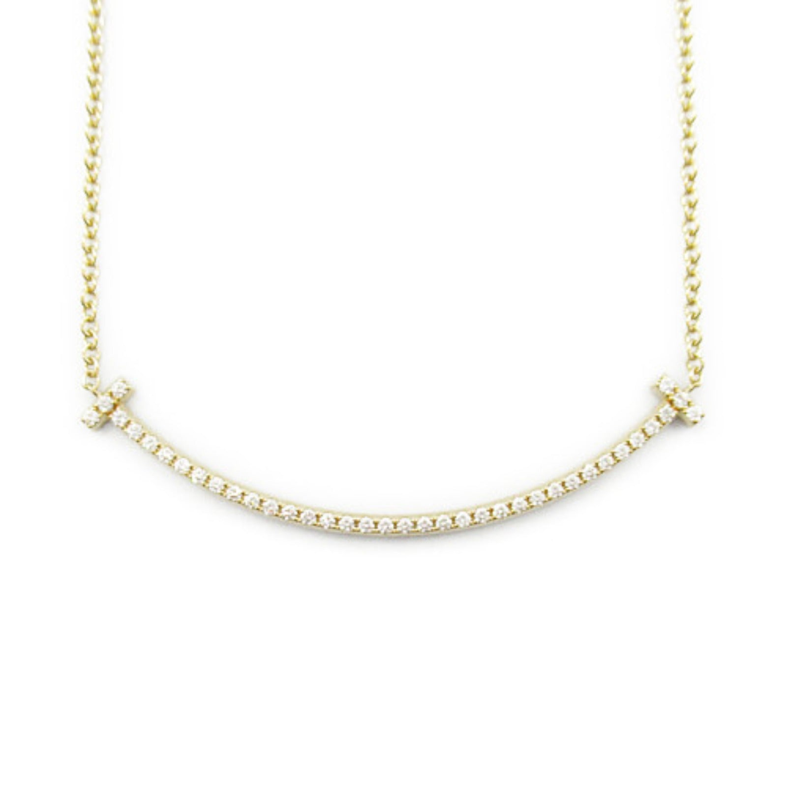 Tiffany & Co T-Smile Necklace K18 YG Diamond