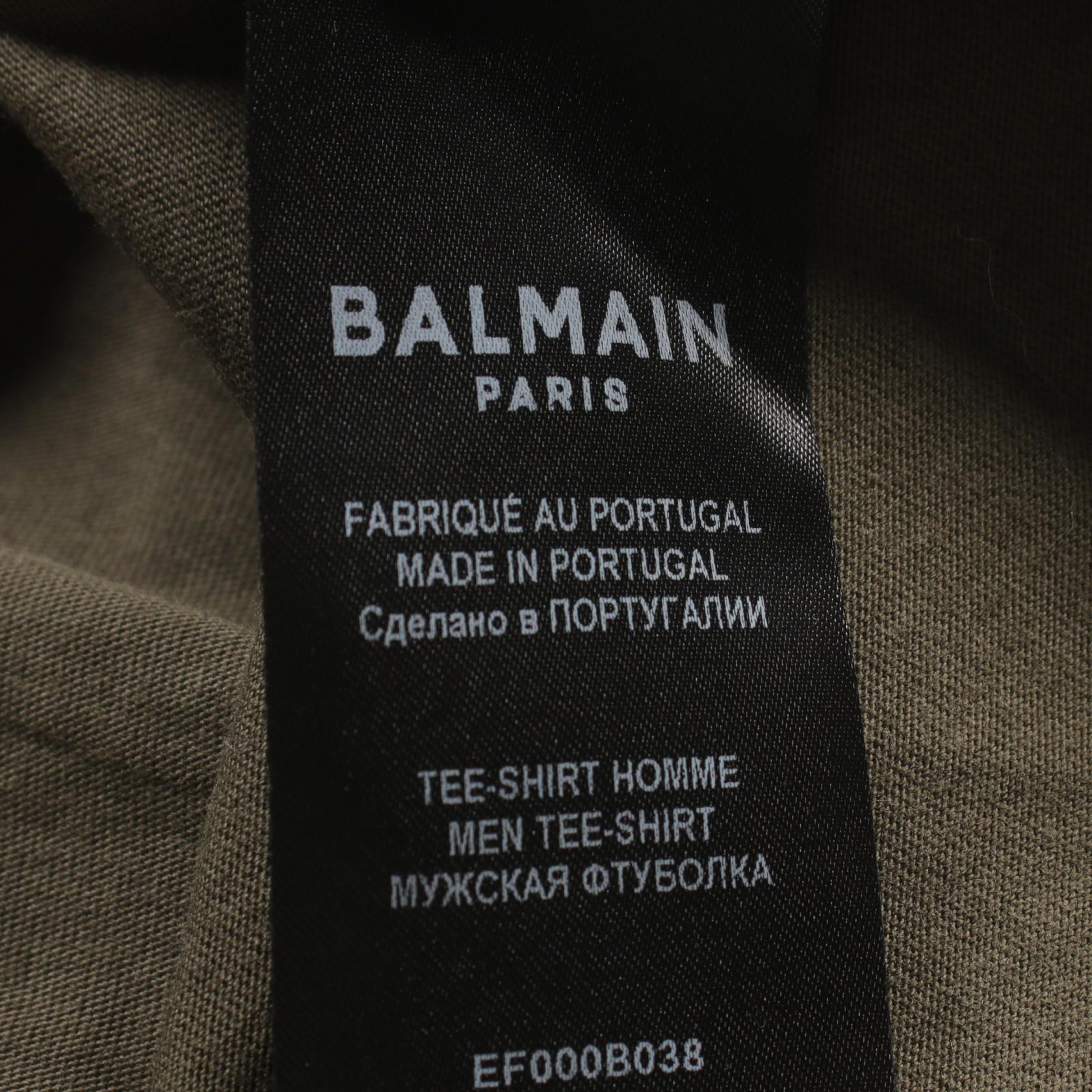 Balmain Cotton T-Shirt Khaki Men