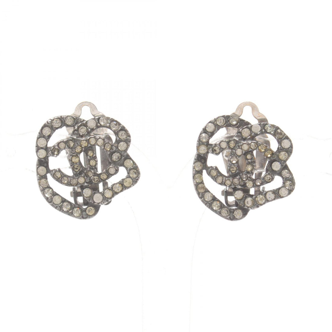 Chanel Coco Mark Earrings Stainless Steel Rhinestone