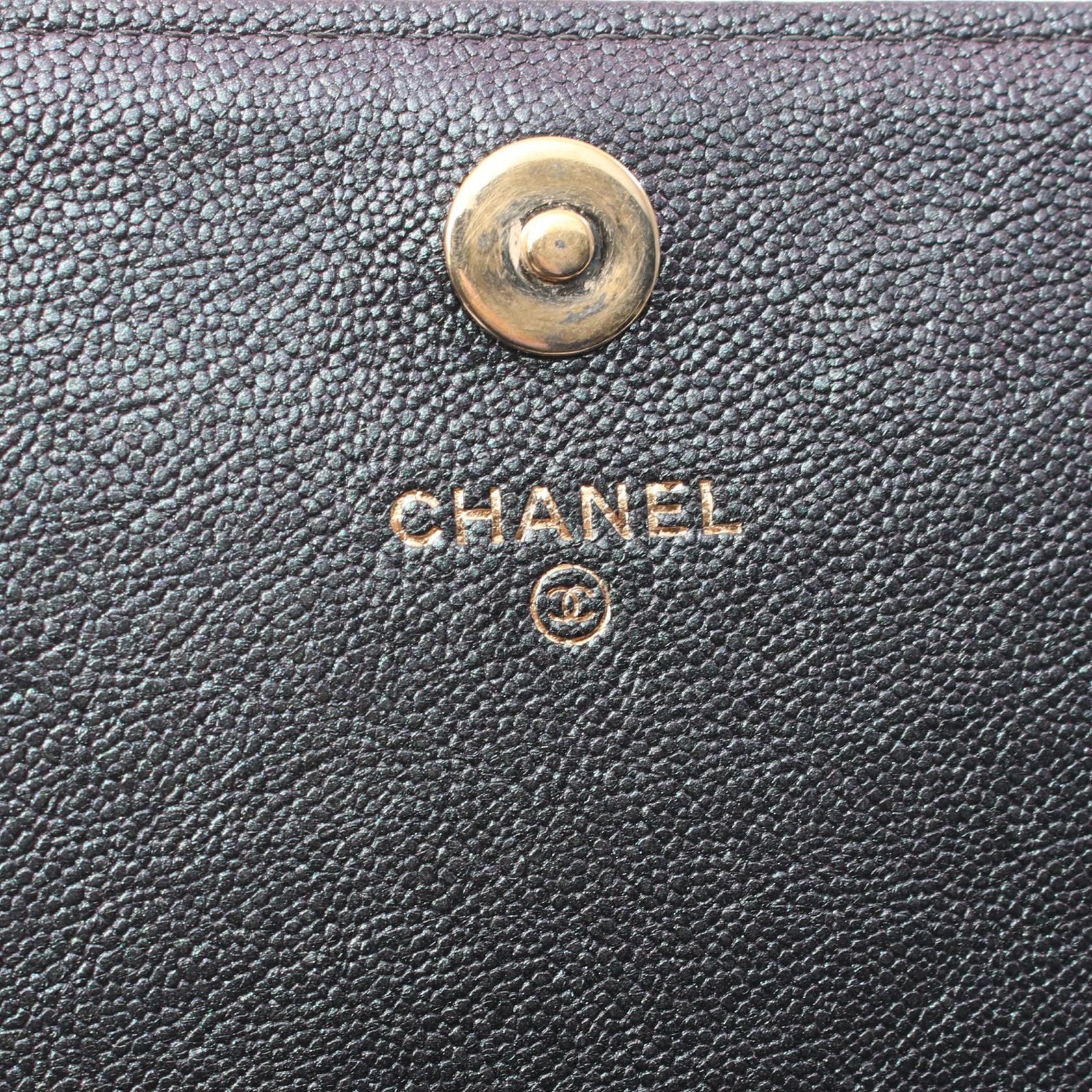 Chanel Caviar Skin Matelasse Shoulder Bag Black