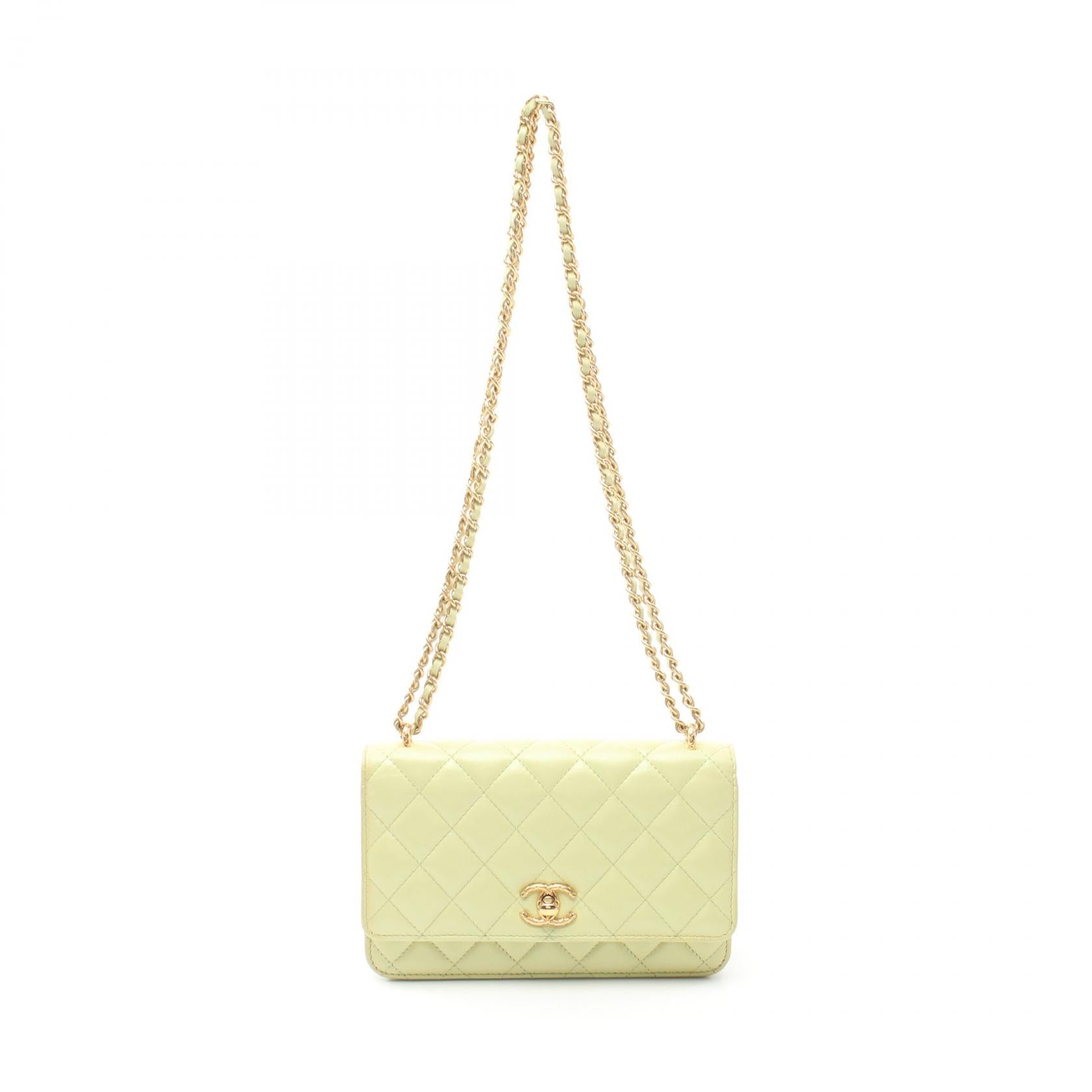 Chanel Matelasse Lambskin Shoulder Bag Yellow