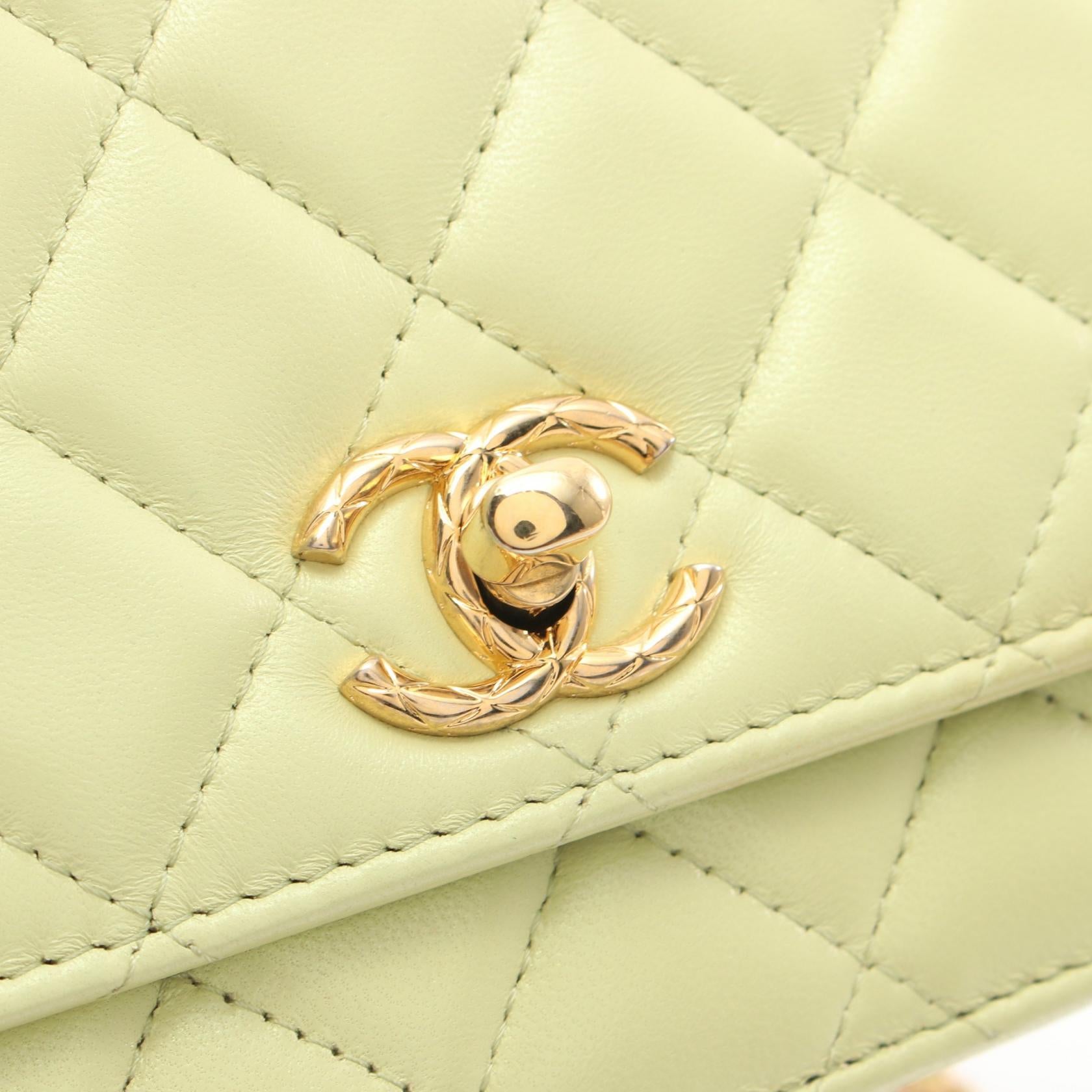 Chanel Matelasse Lambskin Shoulder Bag Yellow