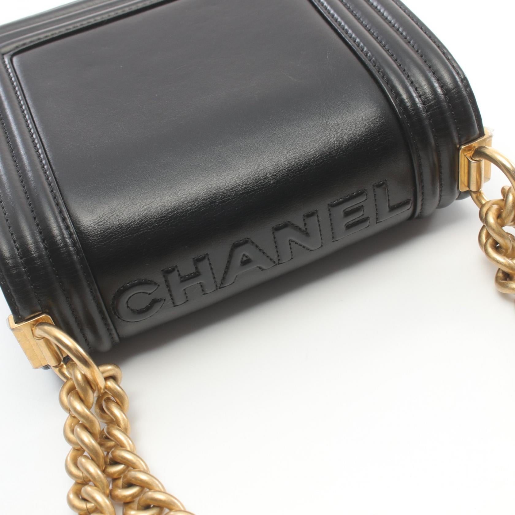 Chanel Boy Leather Shoulder Bag Black