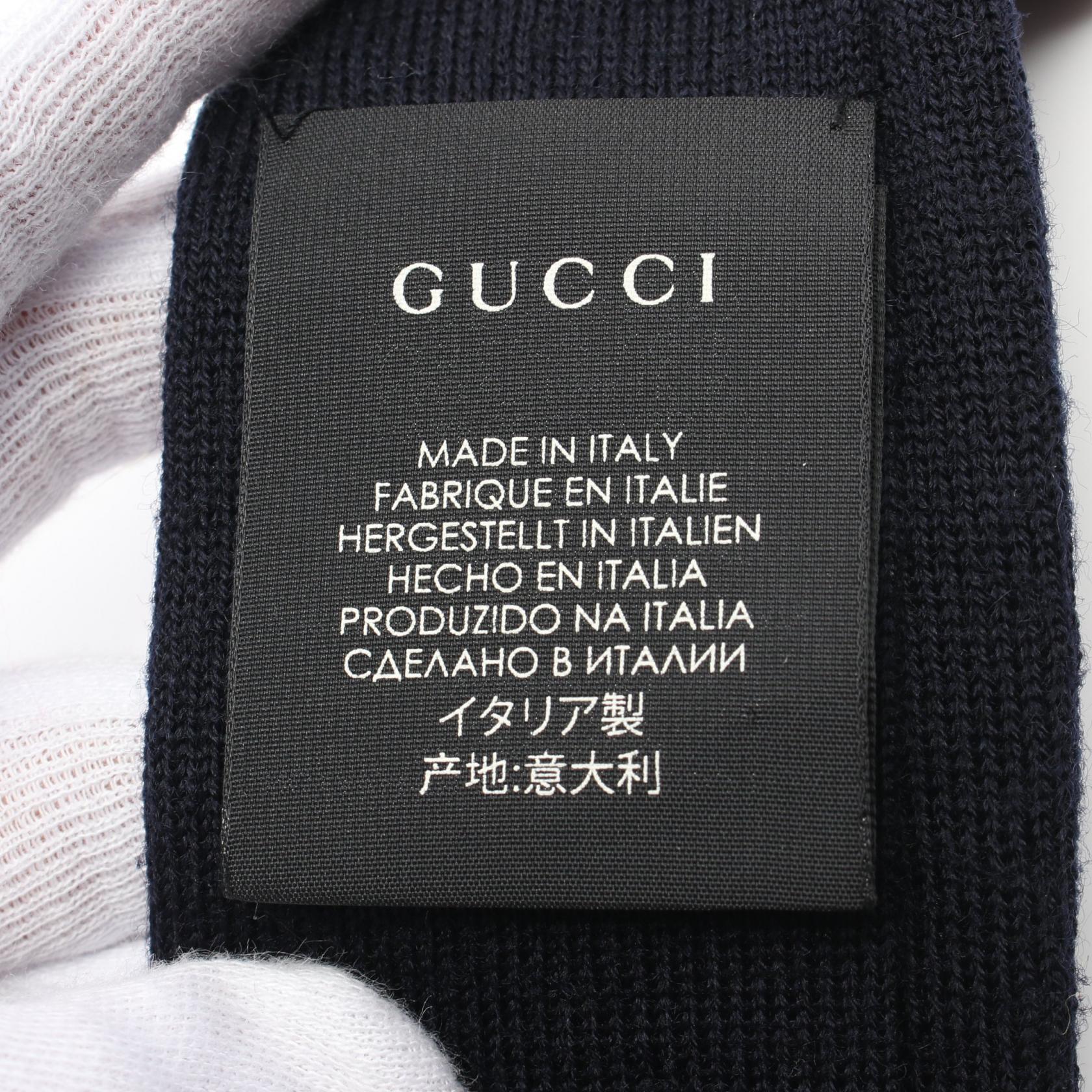 Gucci Wool Embroidery Tie Navy Multicolor