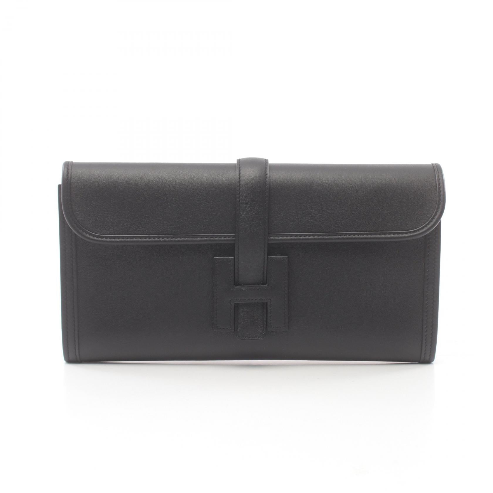 Hermes Jige Elan Clutch Bag Black