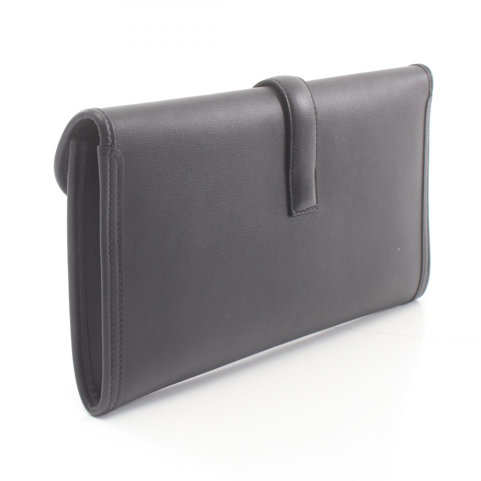 Hermes Jige Elan Clutch Bag Black