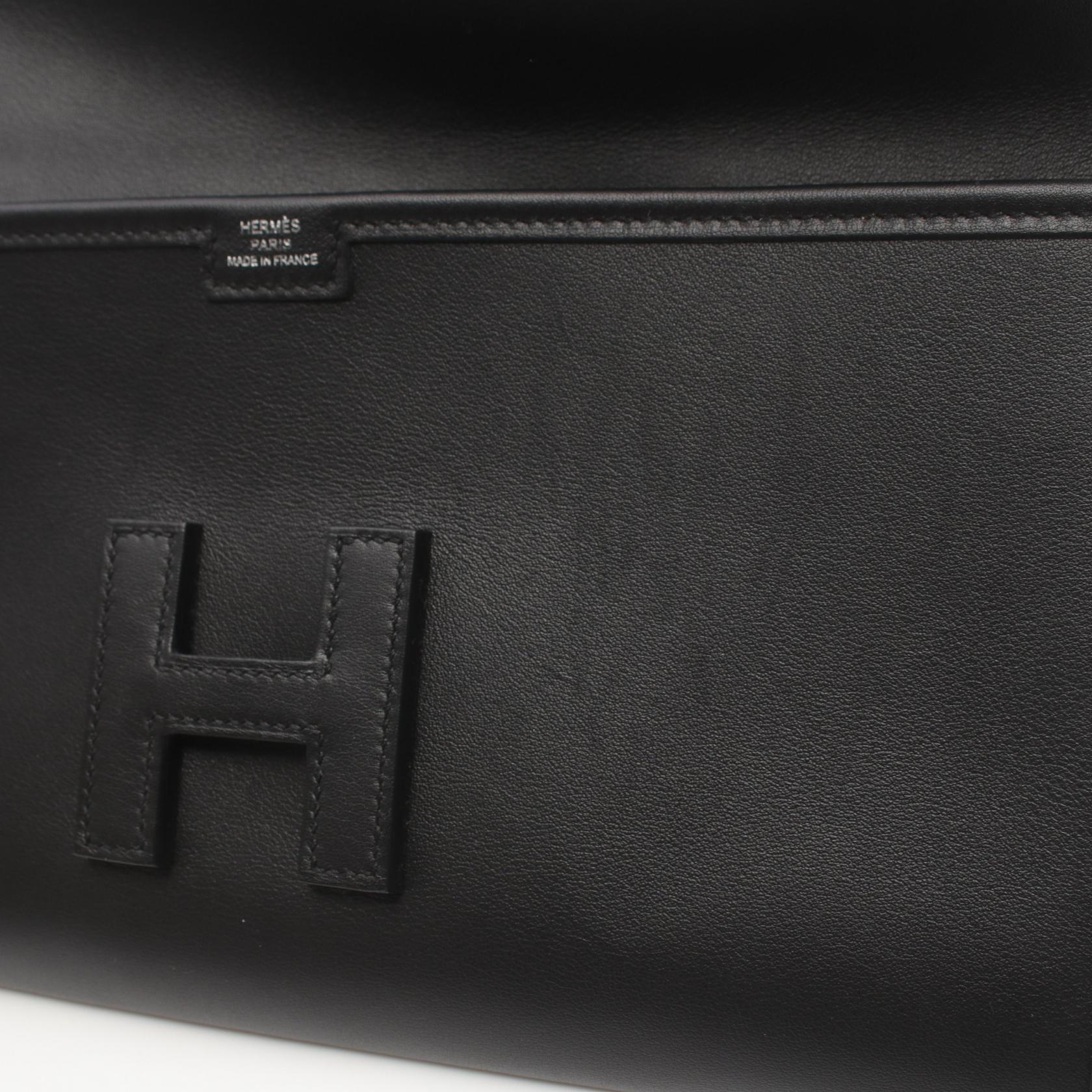 Hermes Jige Elan Clutch Bag Black