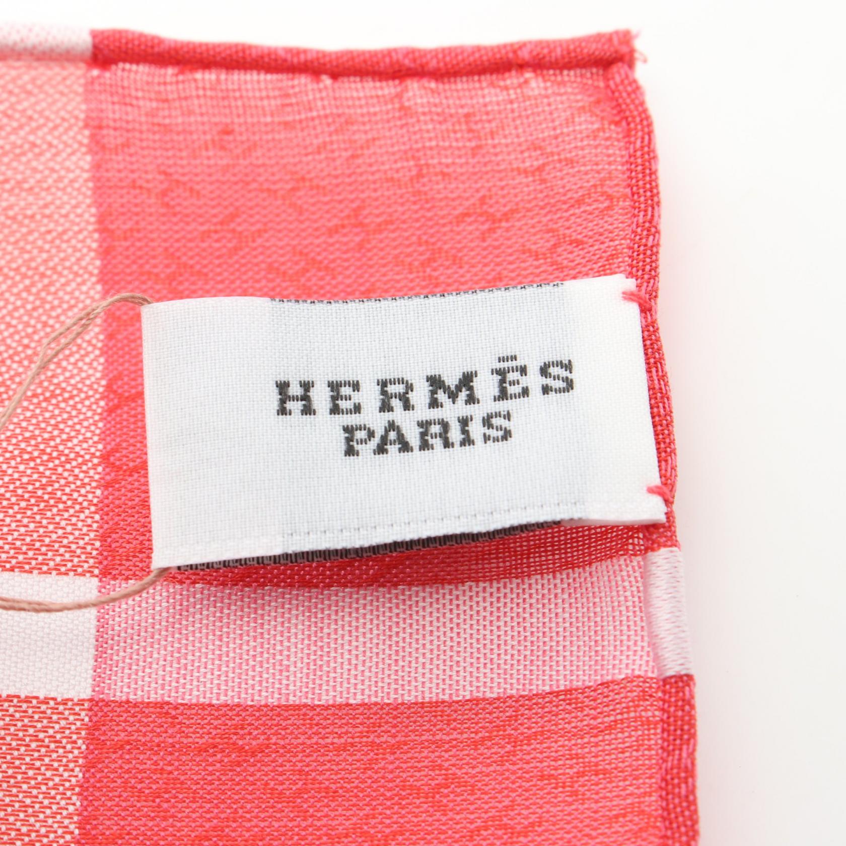 Hermes Jacquard H Cotton Scarf Red/White