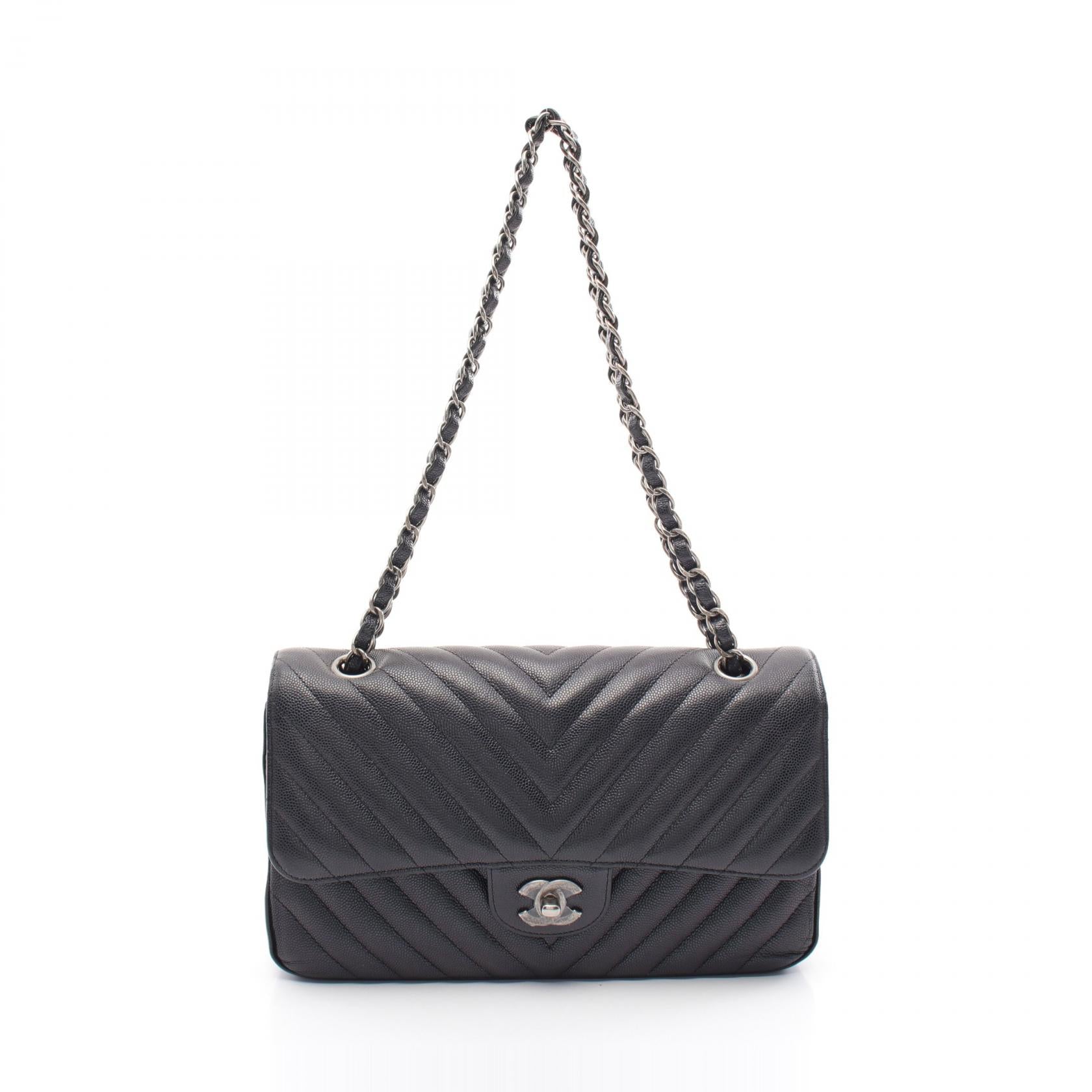 Chanel Chevron V-Stitch Leather Shoulder Bag A01166