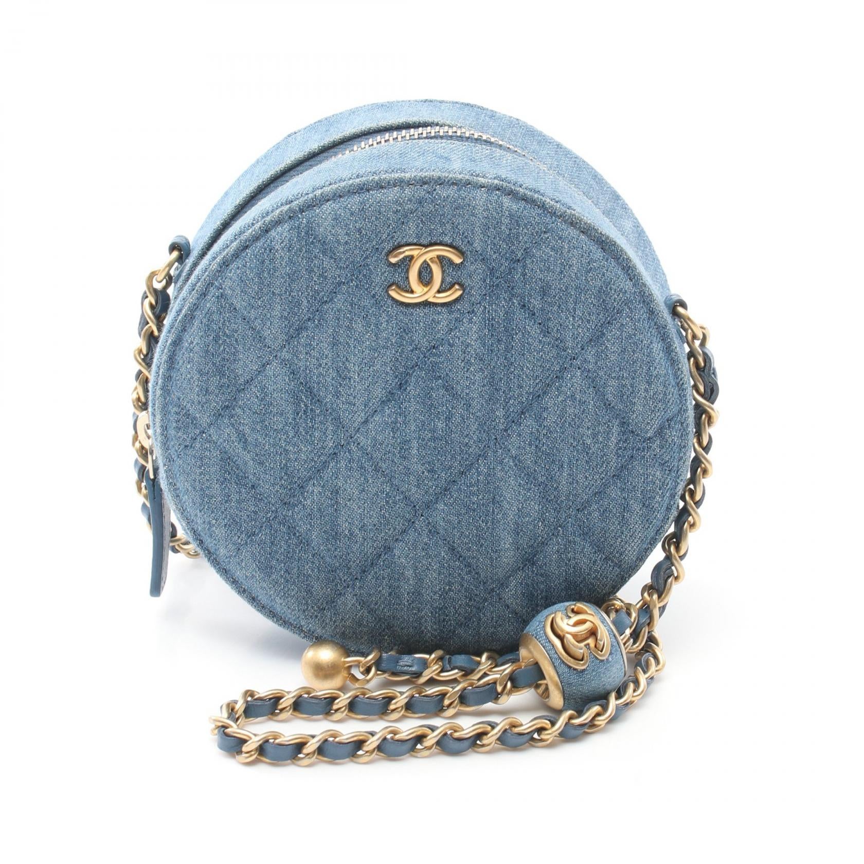 Chanel Denim Leather Round Shoulder Bag