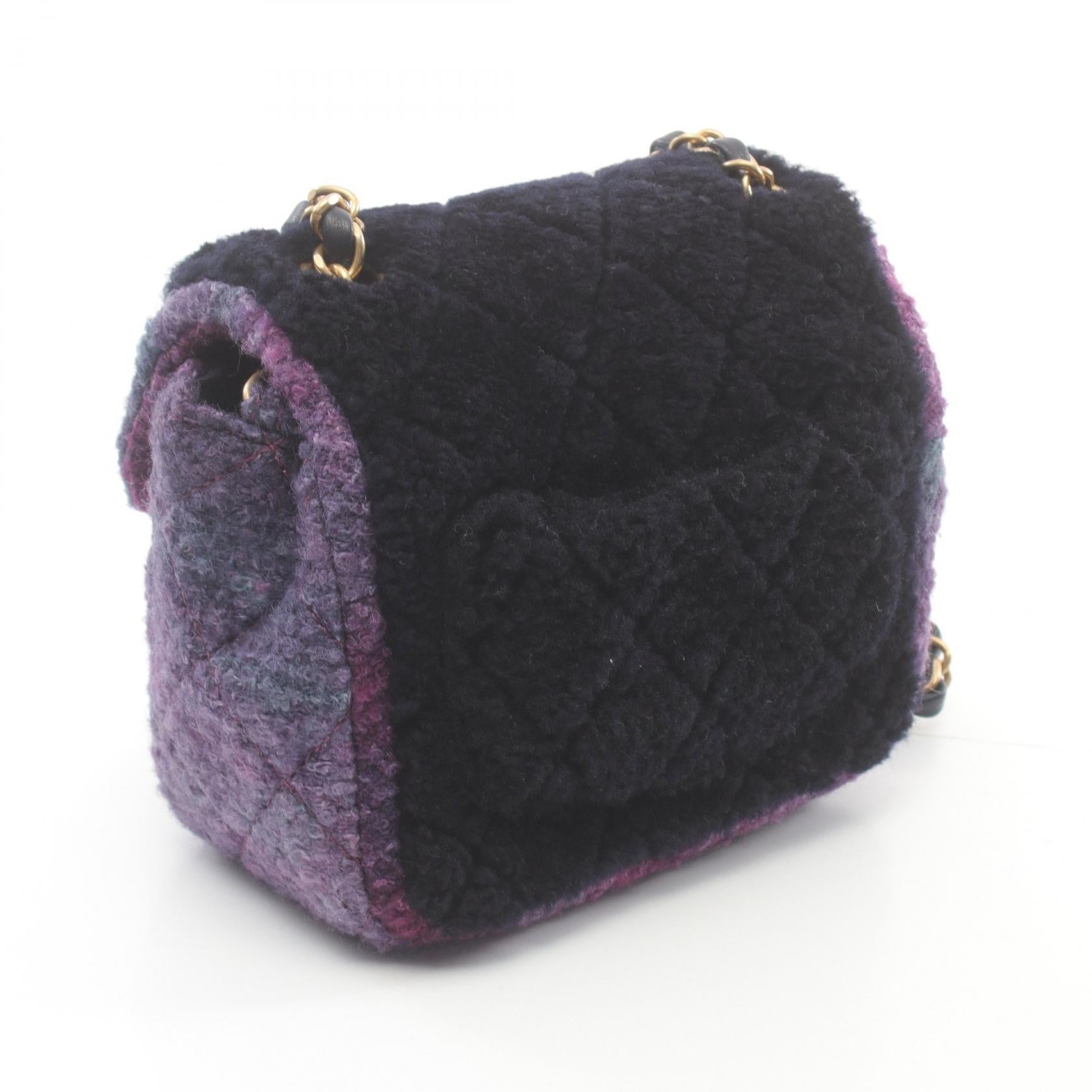 Chanel Mini Matelasse Shoulder Bag Fabric Leather Fur