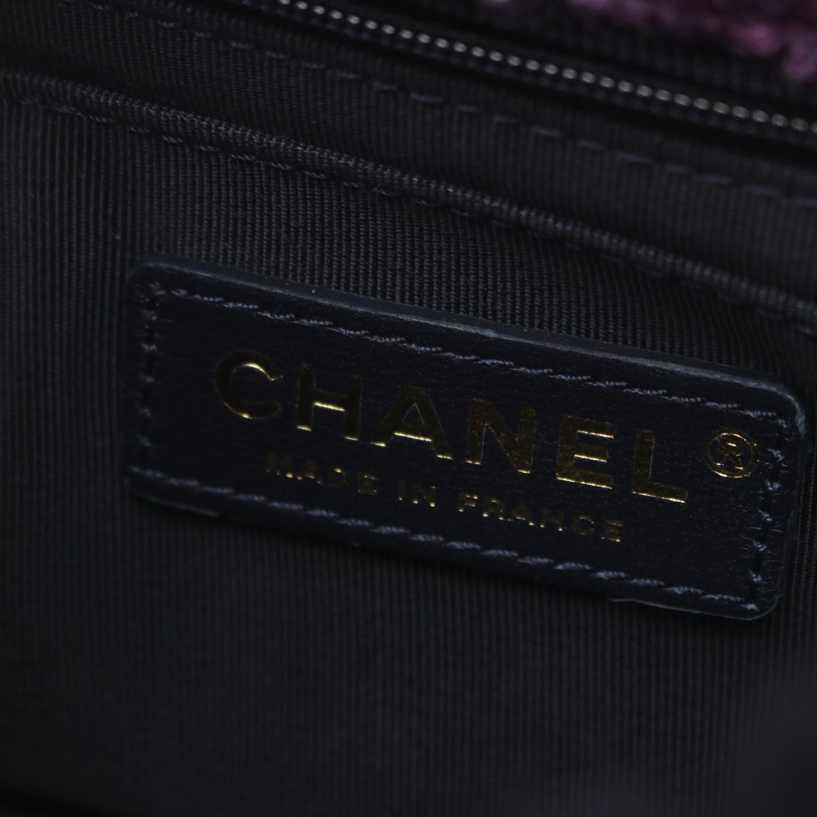 Chanel Mini Matelasse Shoulder Bag Fabric Leather Fur