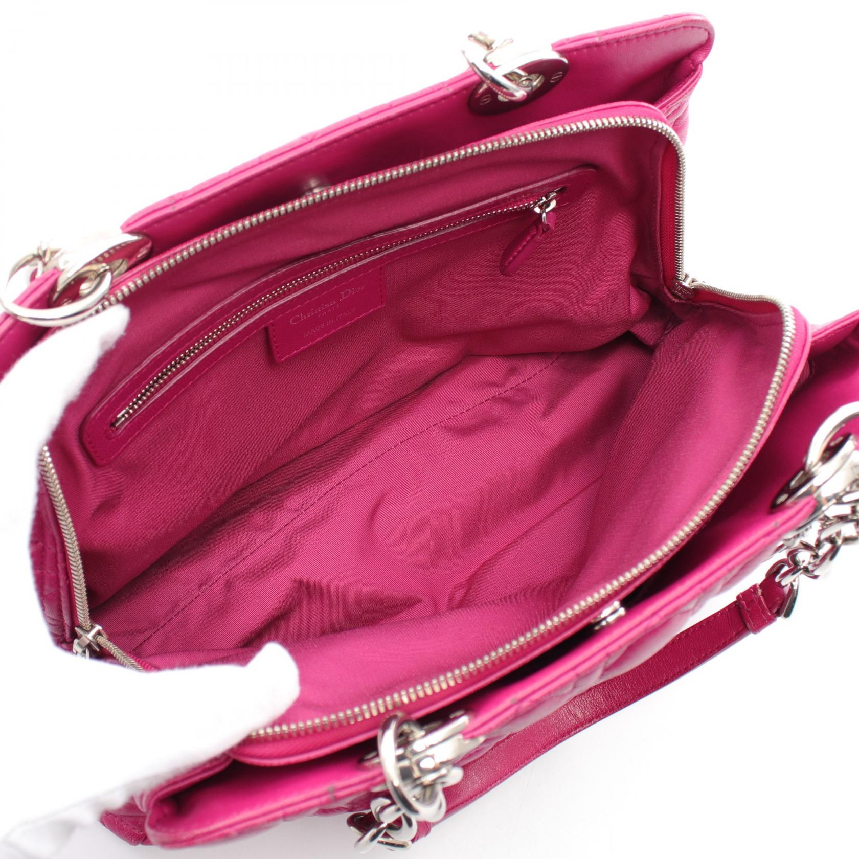 Dior Cannage Leather Shoulder Bag Pink