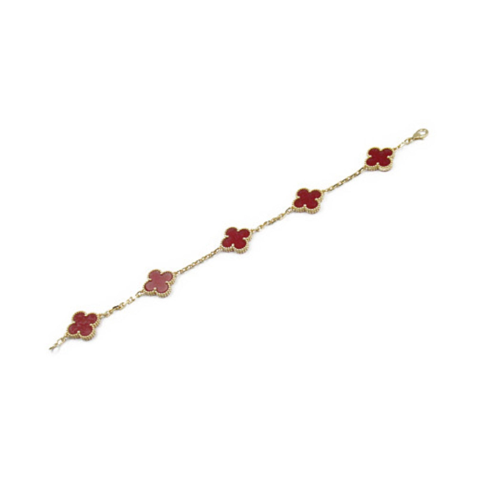 Van Cleef & Arpels Vintage Alhambra 5 Motif Bracelet K18 YG Carnelian