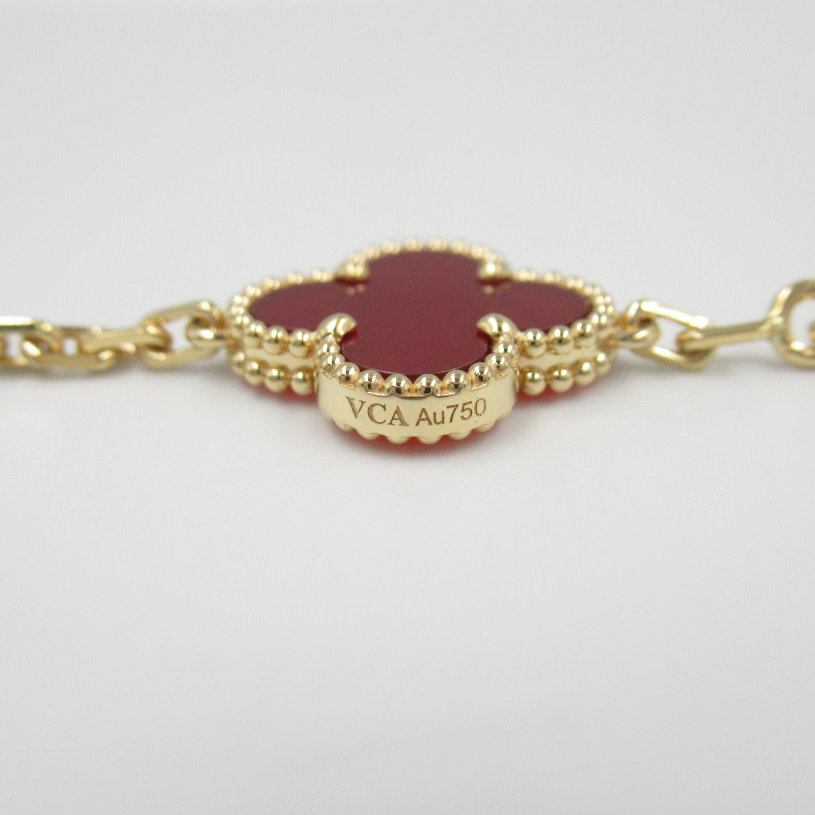 Van Cleef & Arpels Vintage Alhambra 5 Motif Bracelet K18 YG Carnelian