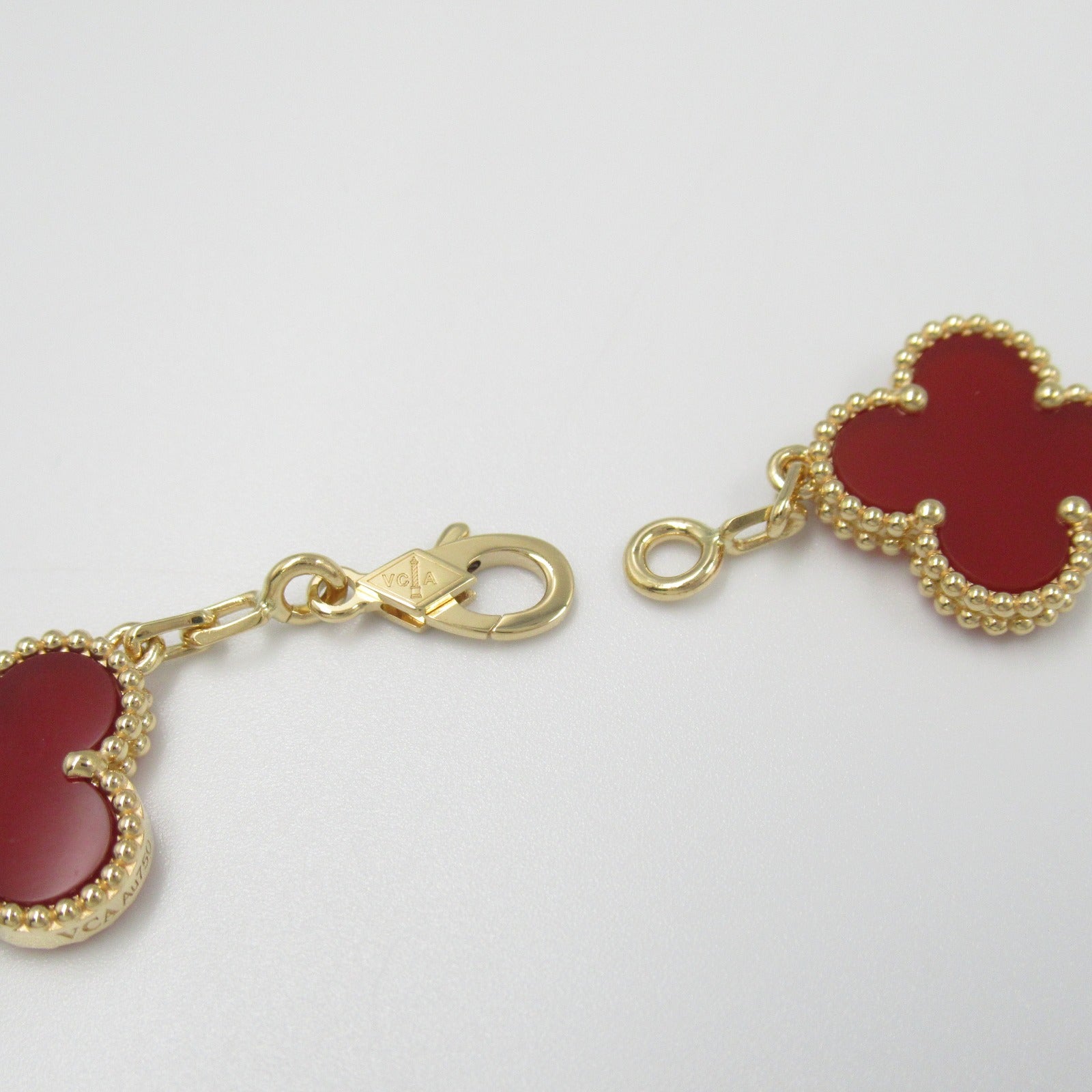 Van Cleef & Arpels Vintage Alhambra 5 Motif Bracelet K18 YG Carnelian