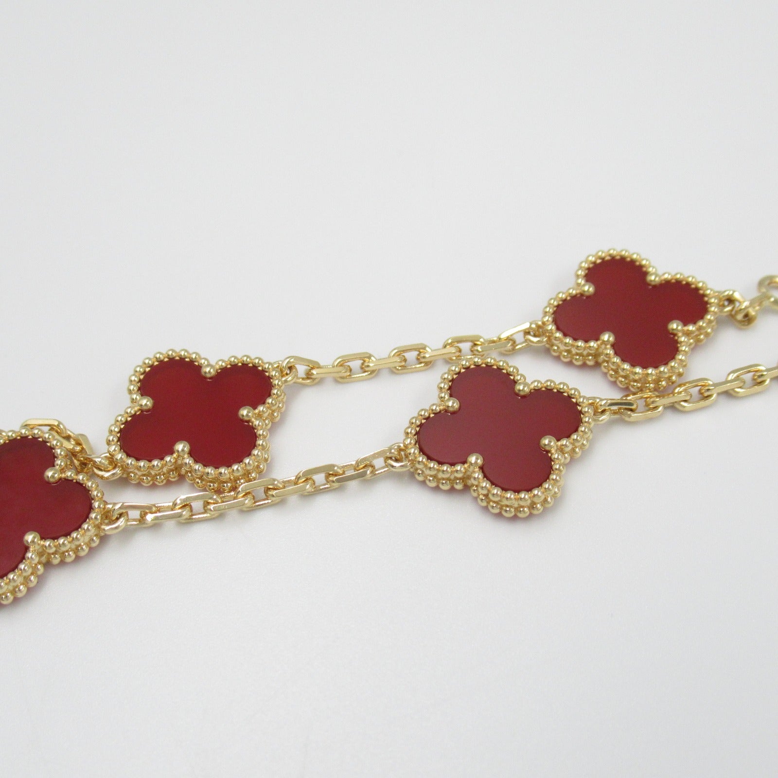 Van Cleef & Arpels Vintage Alhambra 5 Motif Bracelet K18 YG Carnelian