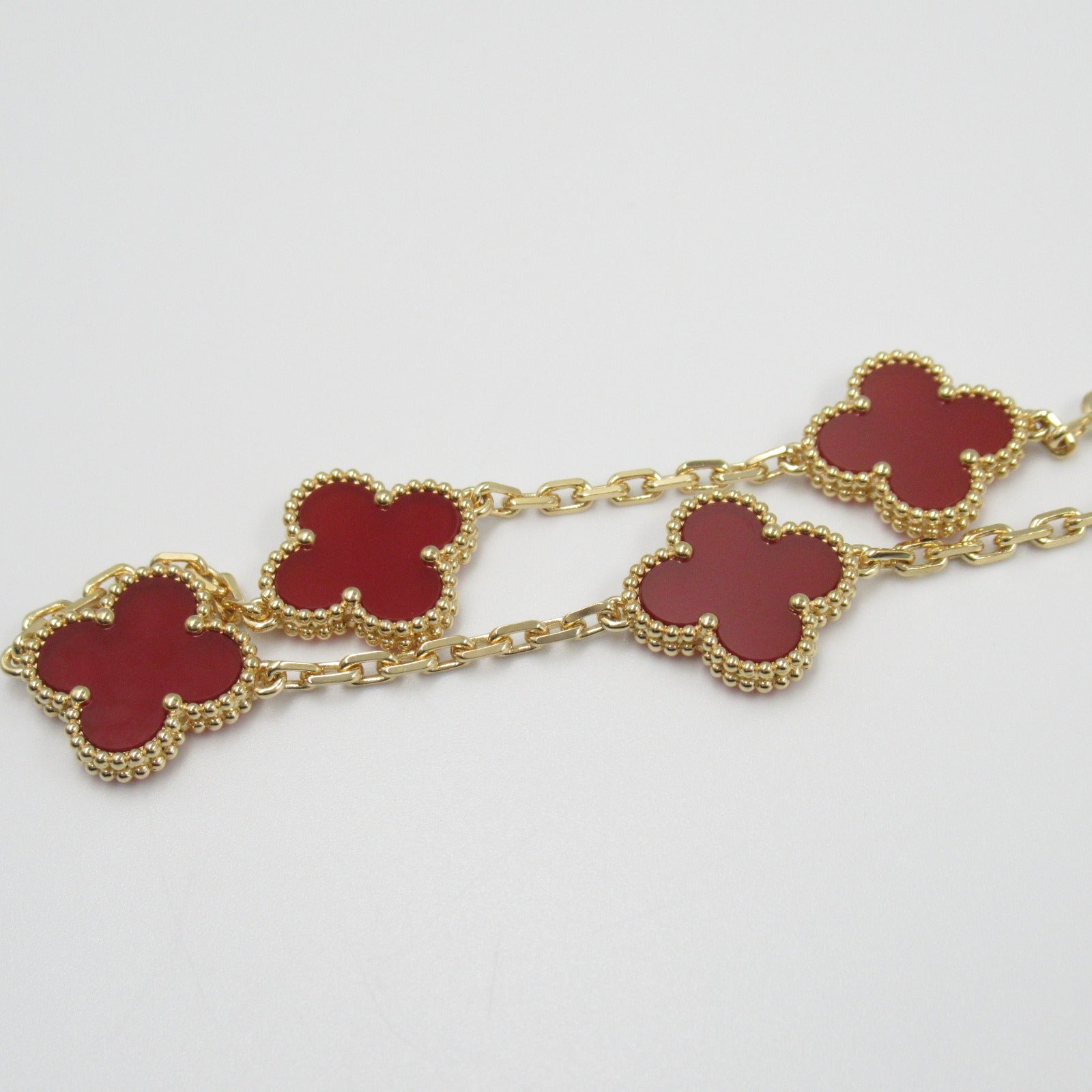 Van Cleef & Arpels Vintage Alhambra 5 Motif Bracelet K18 YG Carnelian