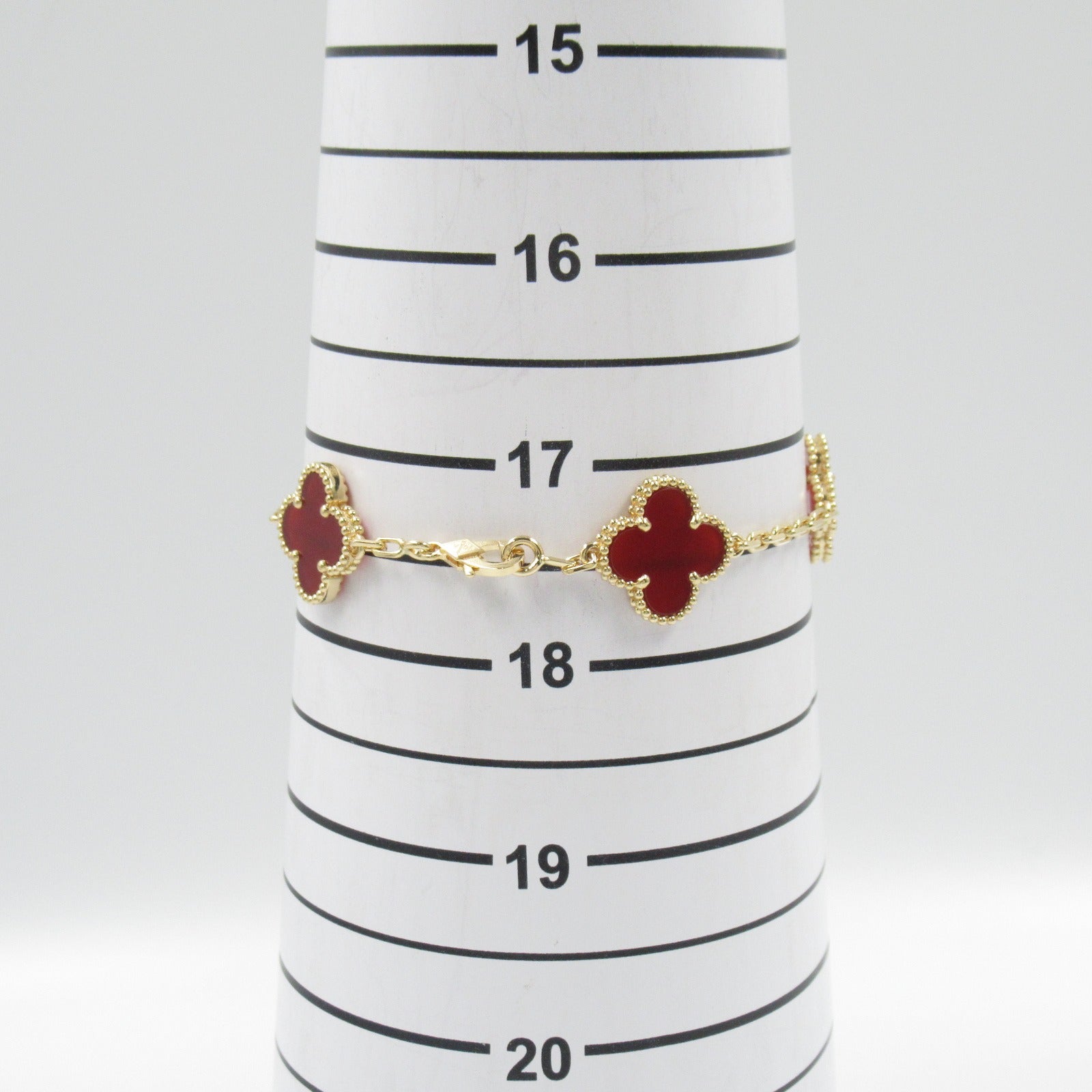 Van Cleef & Arpels Vintage Alhambra 5 Motif Bracelet K18 YG Carnelian