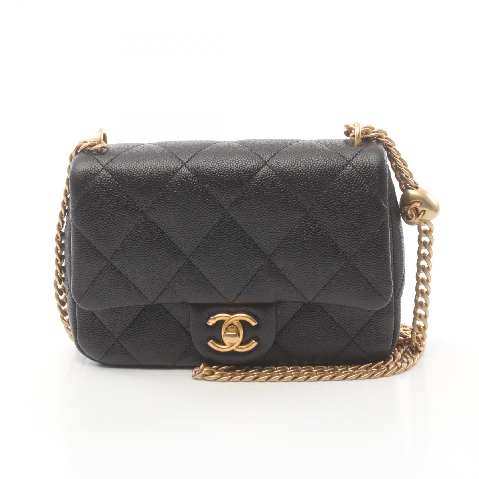 Chanel Caviar Skin Matelasse Shoulder Bag Black