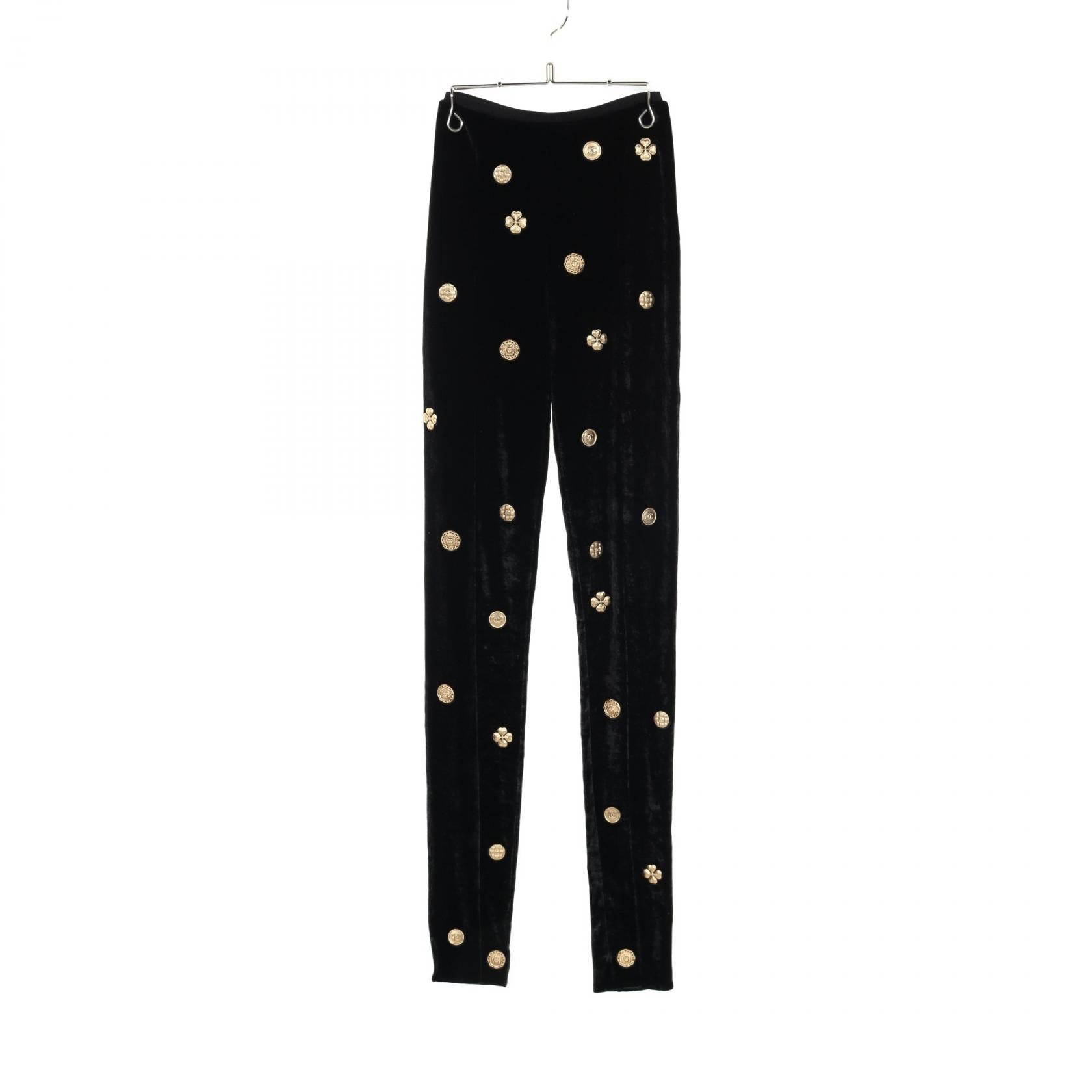 Chanel Rayon Pants Black Gold