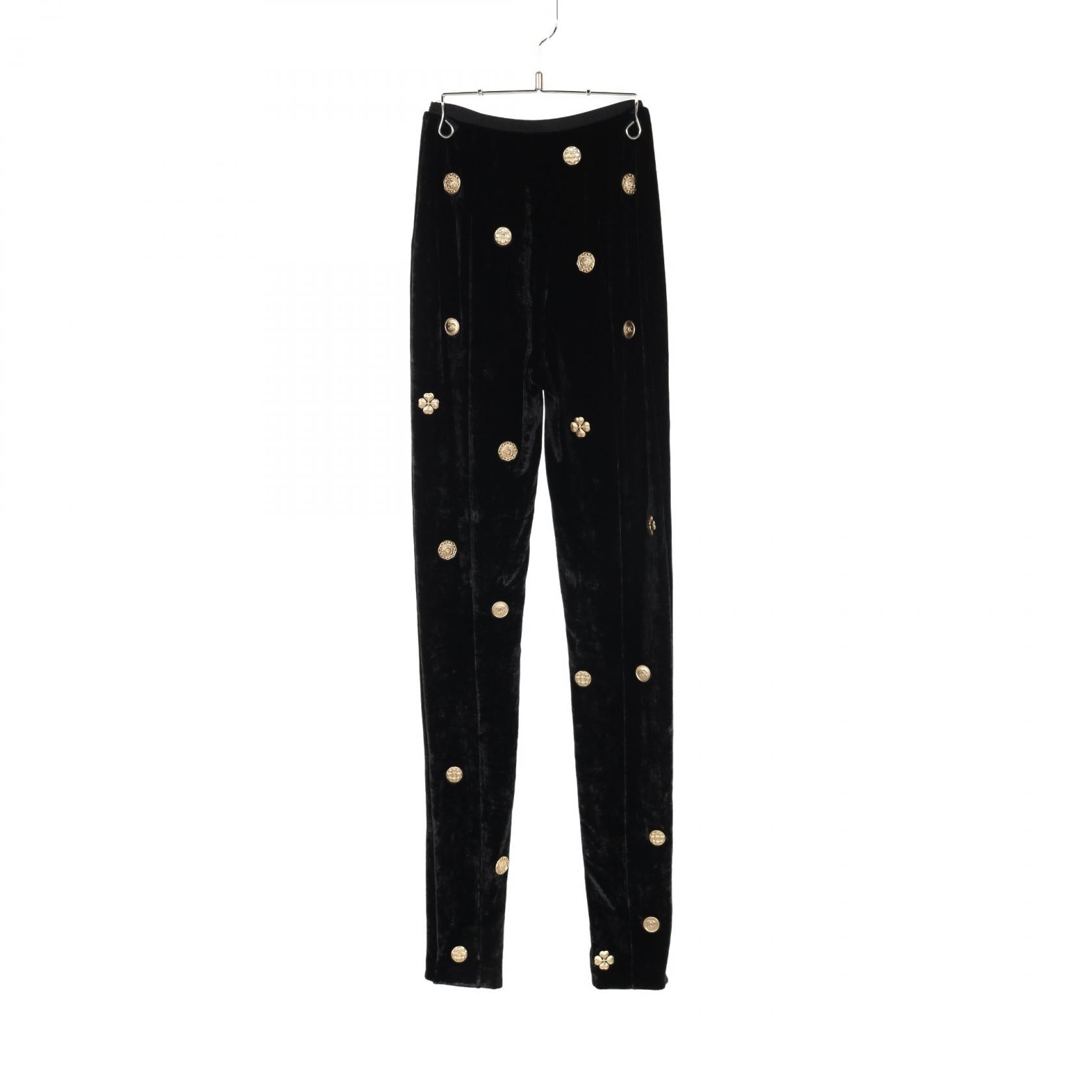 Chanel Rayon Pants Black Gold