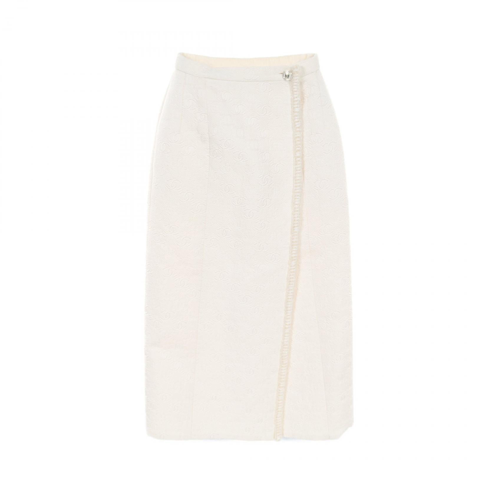 Chanel Wool Silk Embossed Skirt