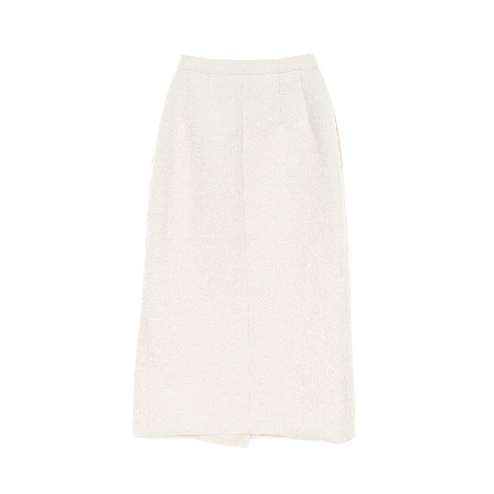 Chanel Wool Silk Embossed Skirt