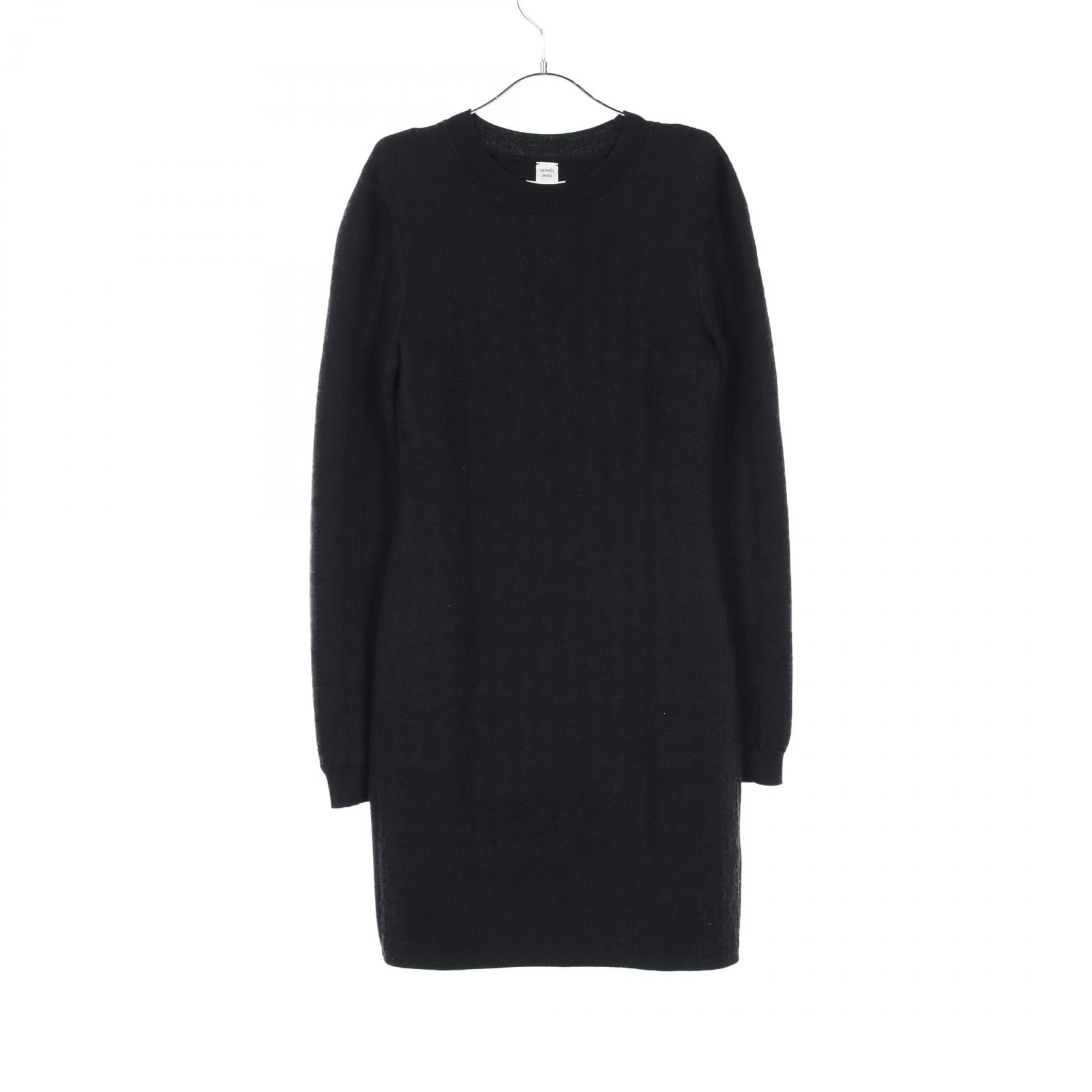 Hermes Silk Cashmere Dress Black