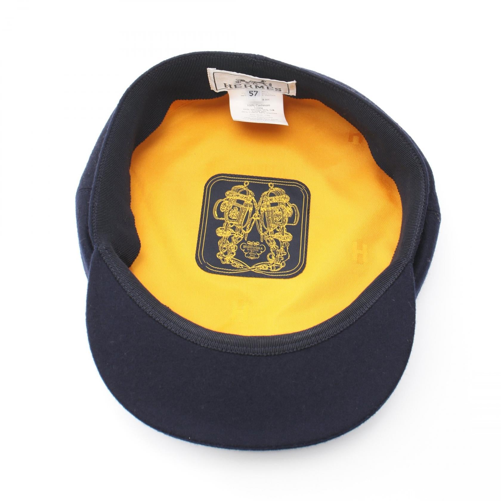 Hermes Silk Cashmere Hat Navy