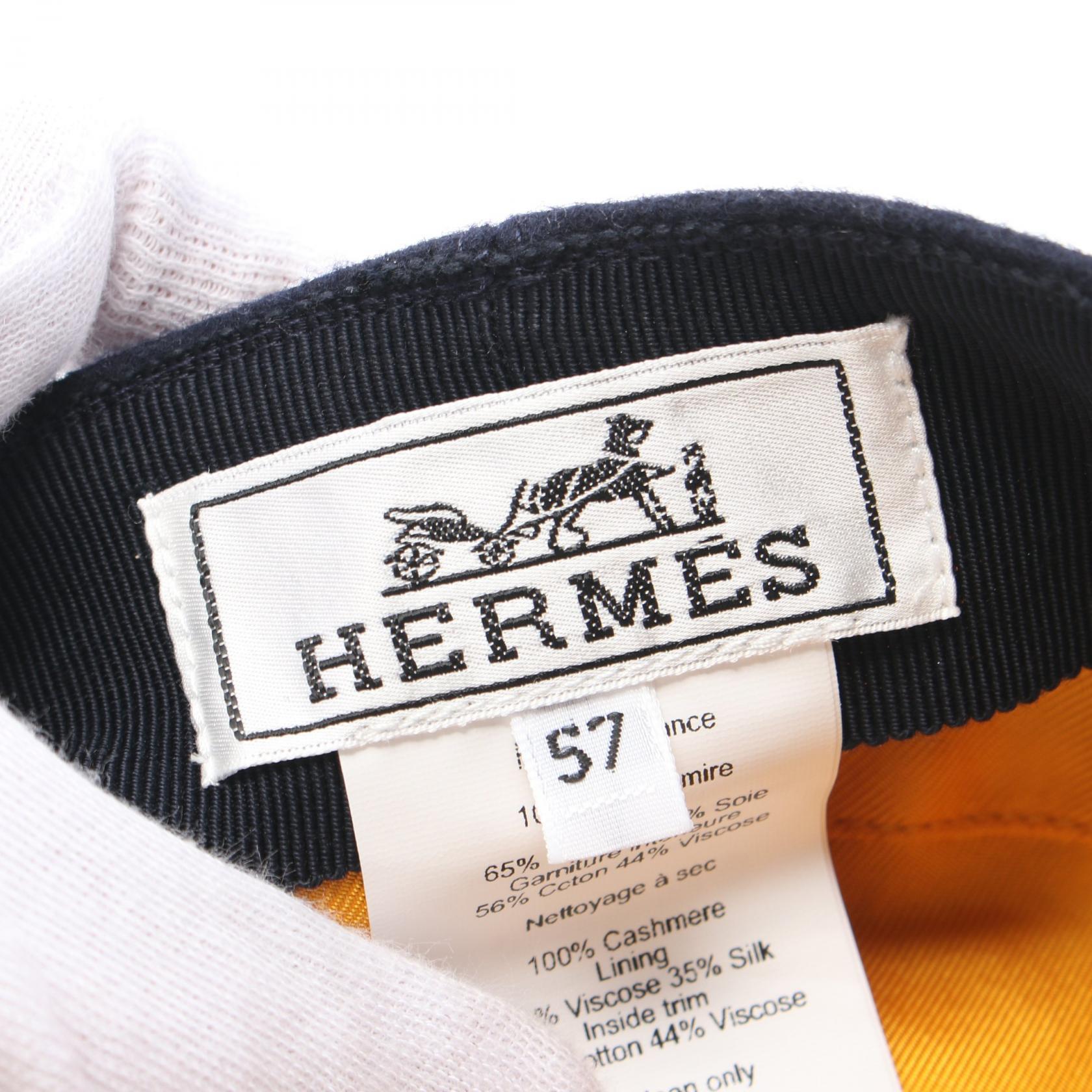 Hermes Silk Cashmere Hat Navy