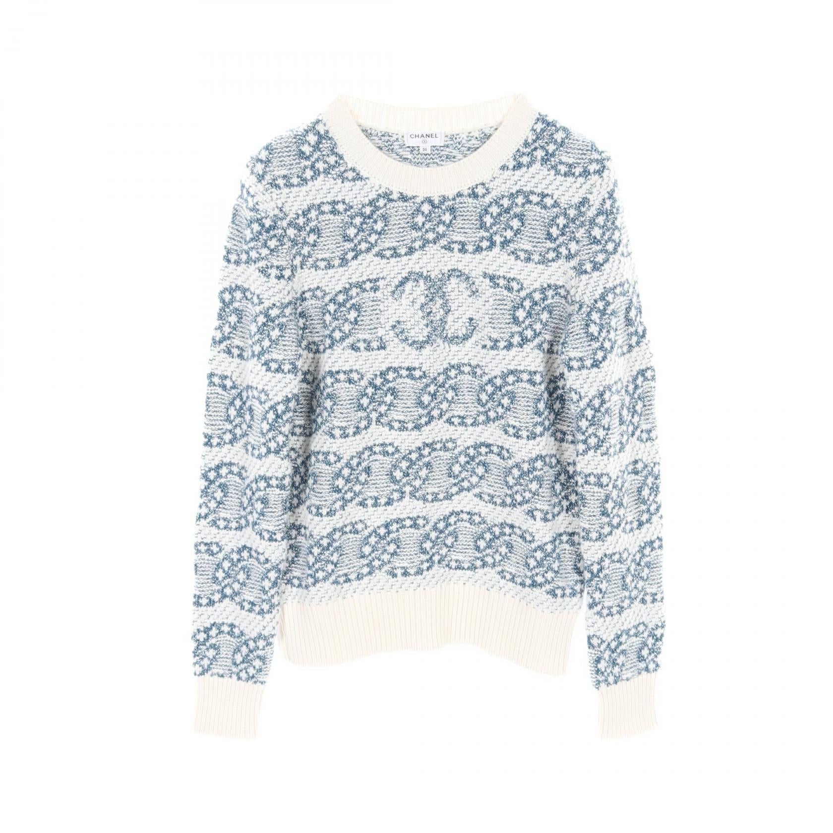 Chanel Coco Mark Knit Top Cashmere Cotton