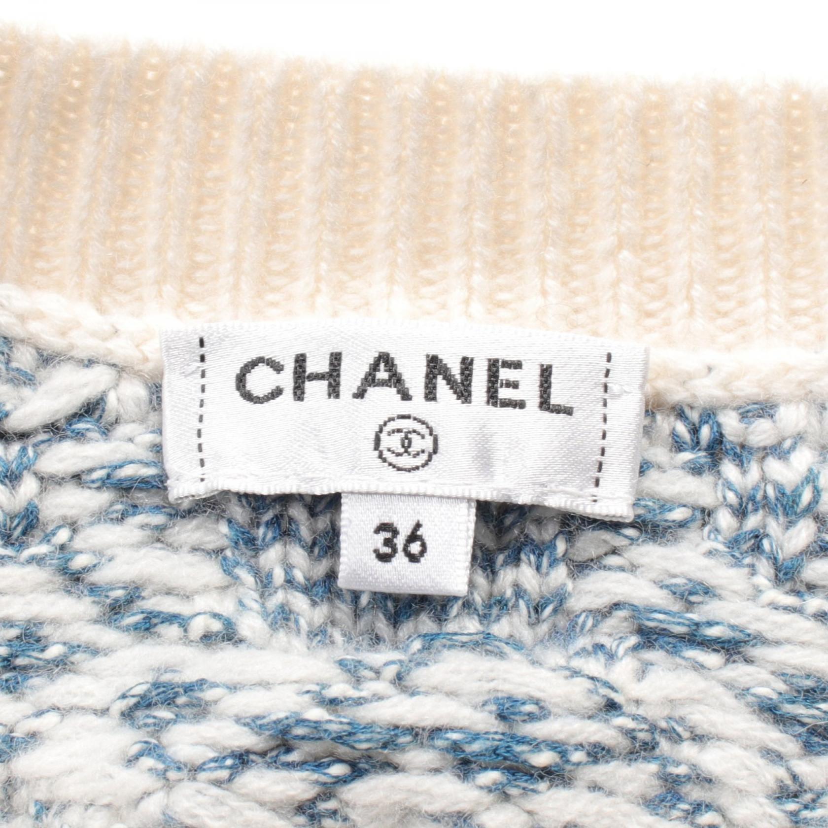 Chanel Coco Mark Knit Top Cashmere Cotton