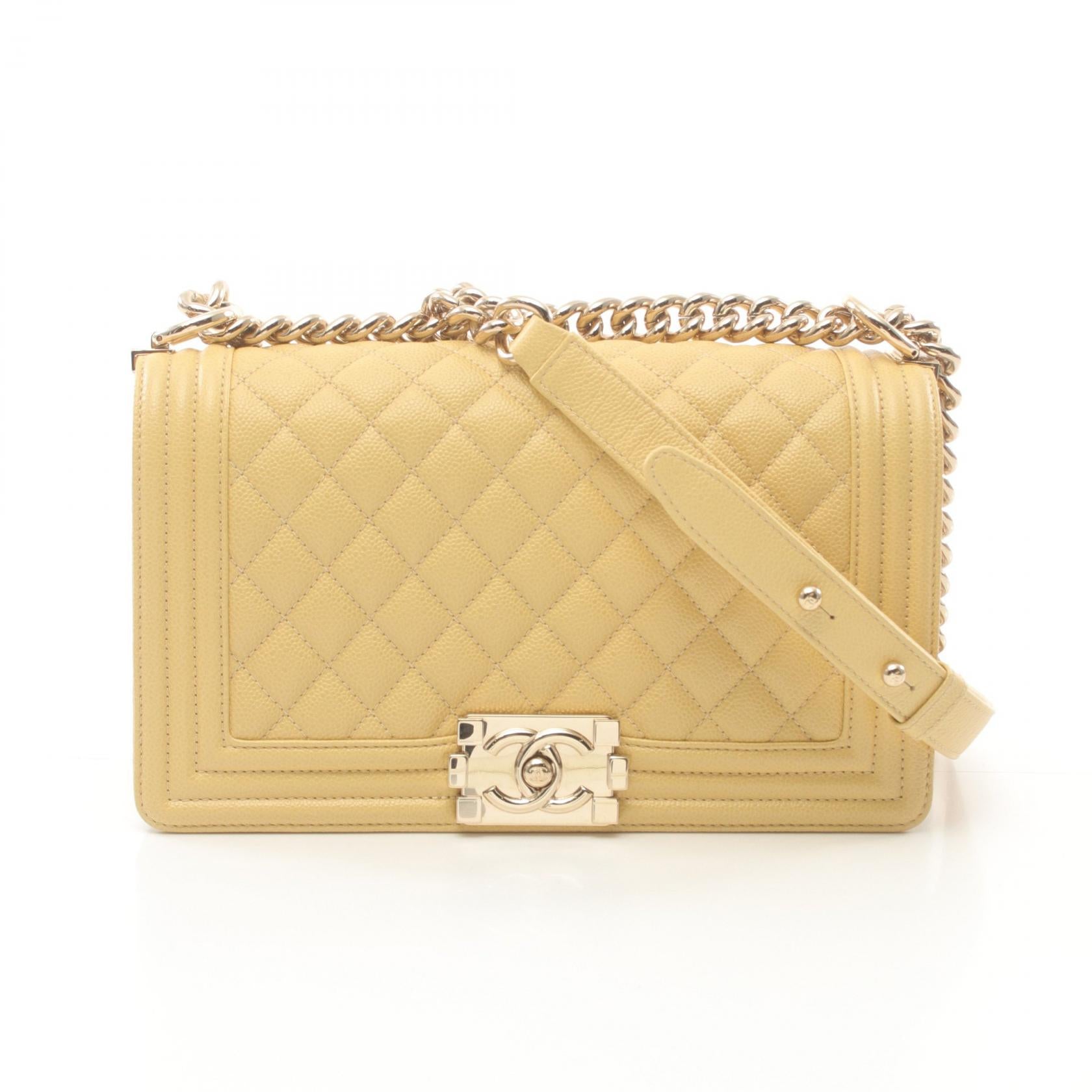 Chanel Boy Matelasse Shoulder Bag Yellow