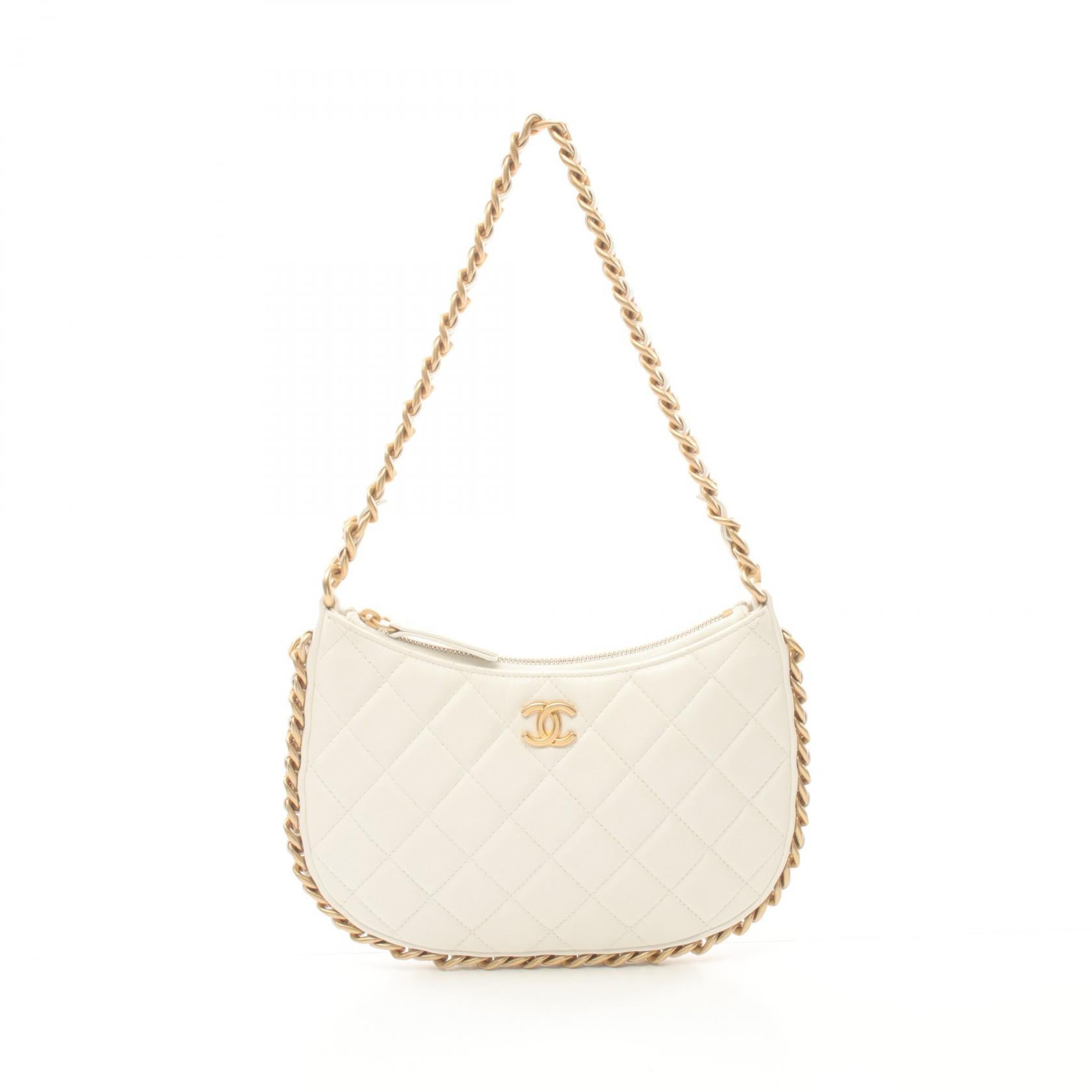 Chanel Lambskin Shoulder Bag White AP3486