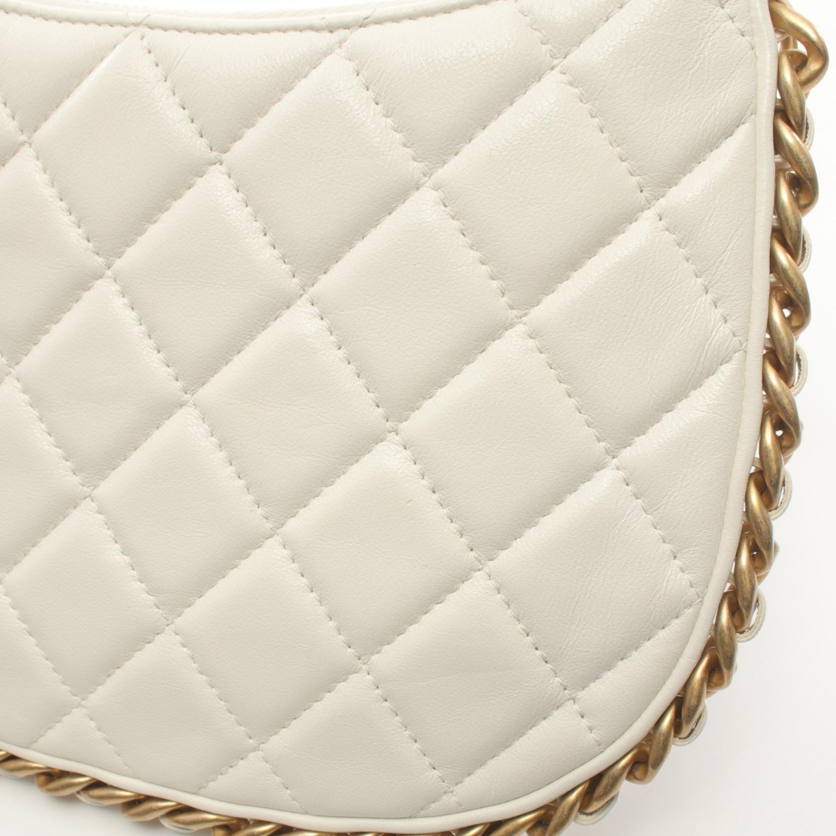 Chanel Lambskin Shoulder Bag White AP3486