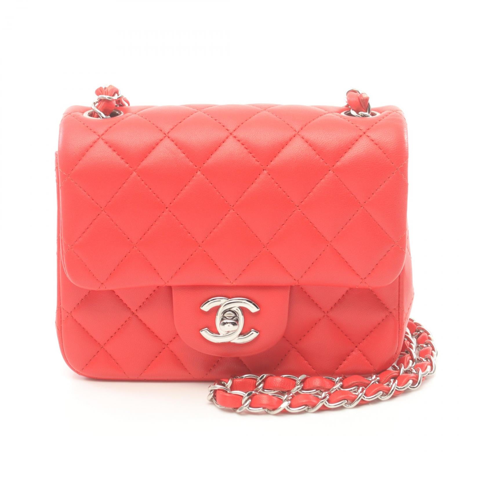 Chanel Mini Matelasse Lambskin Shoulder Bag Red