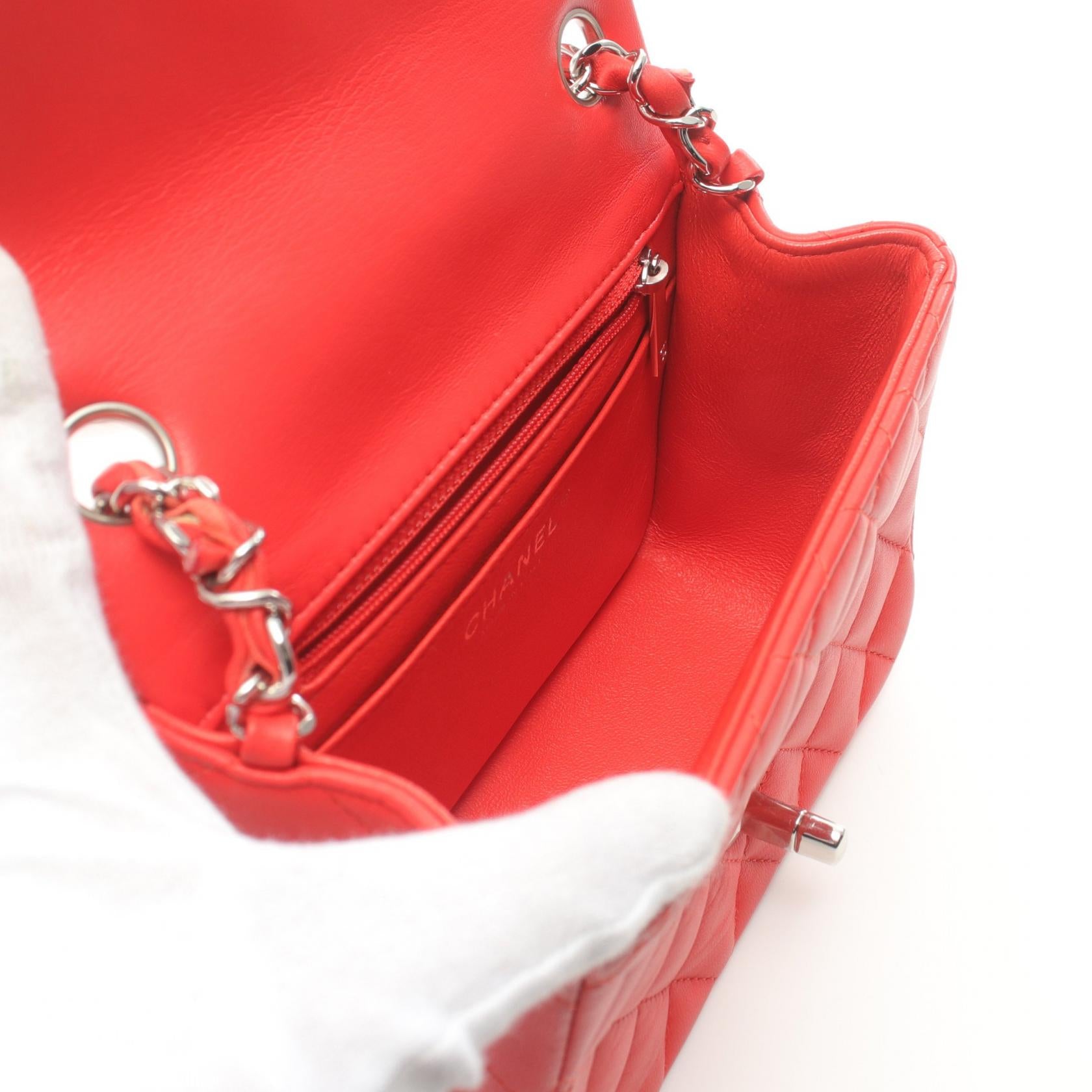 Chanel Mini Matelasse Lambskin Shoulder Bag Red