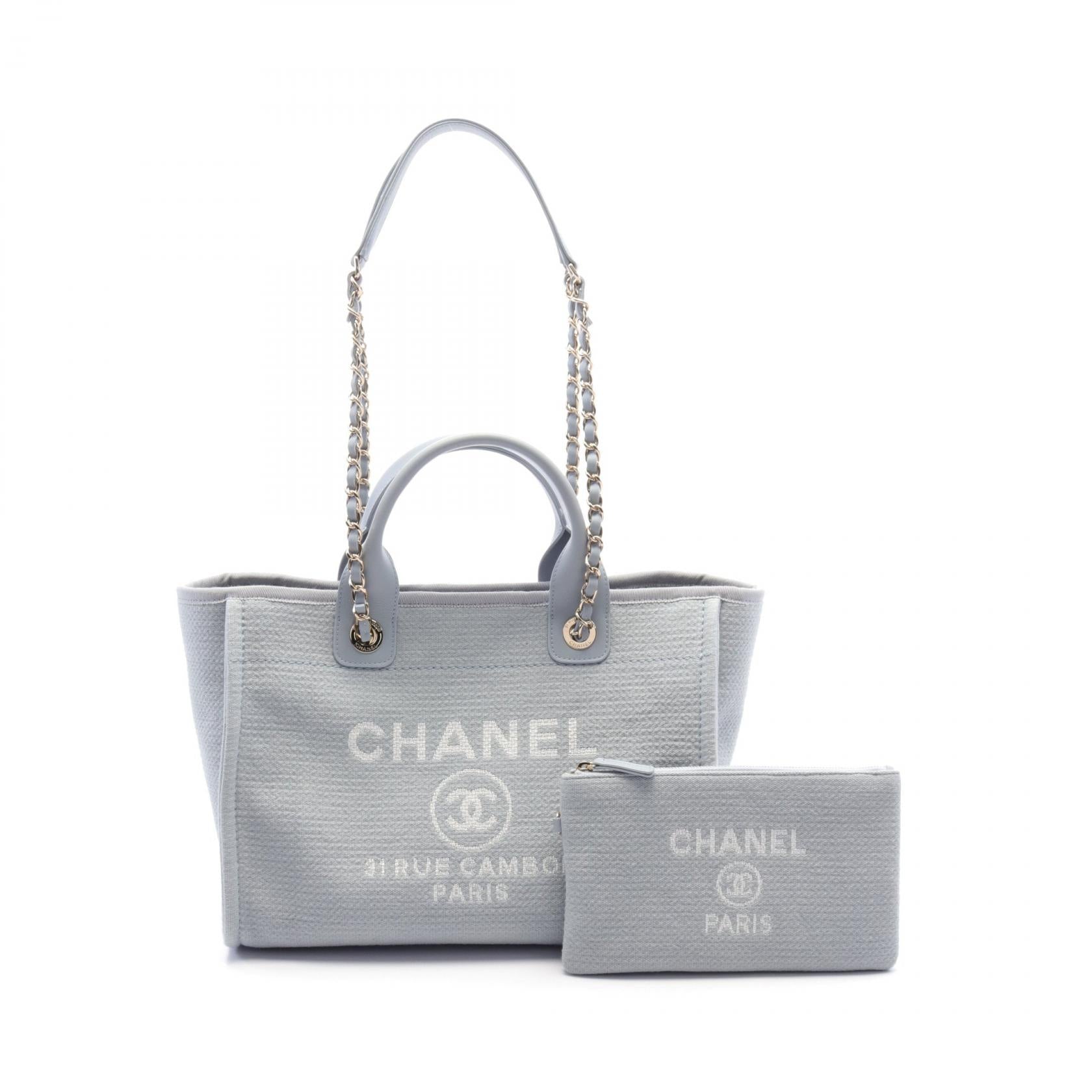 Chanel Deauville Small Tote Canvas Leather