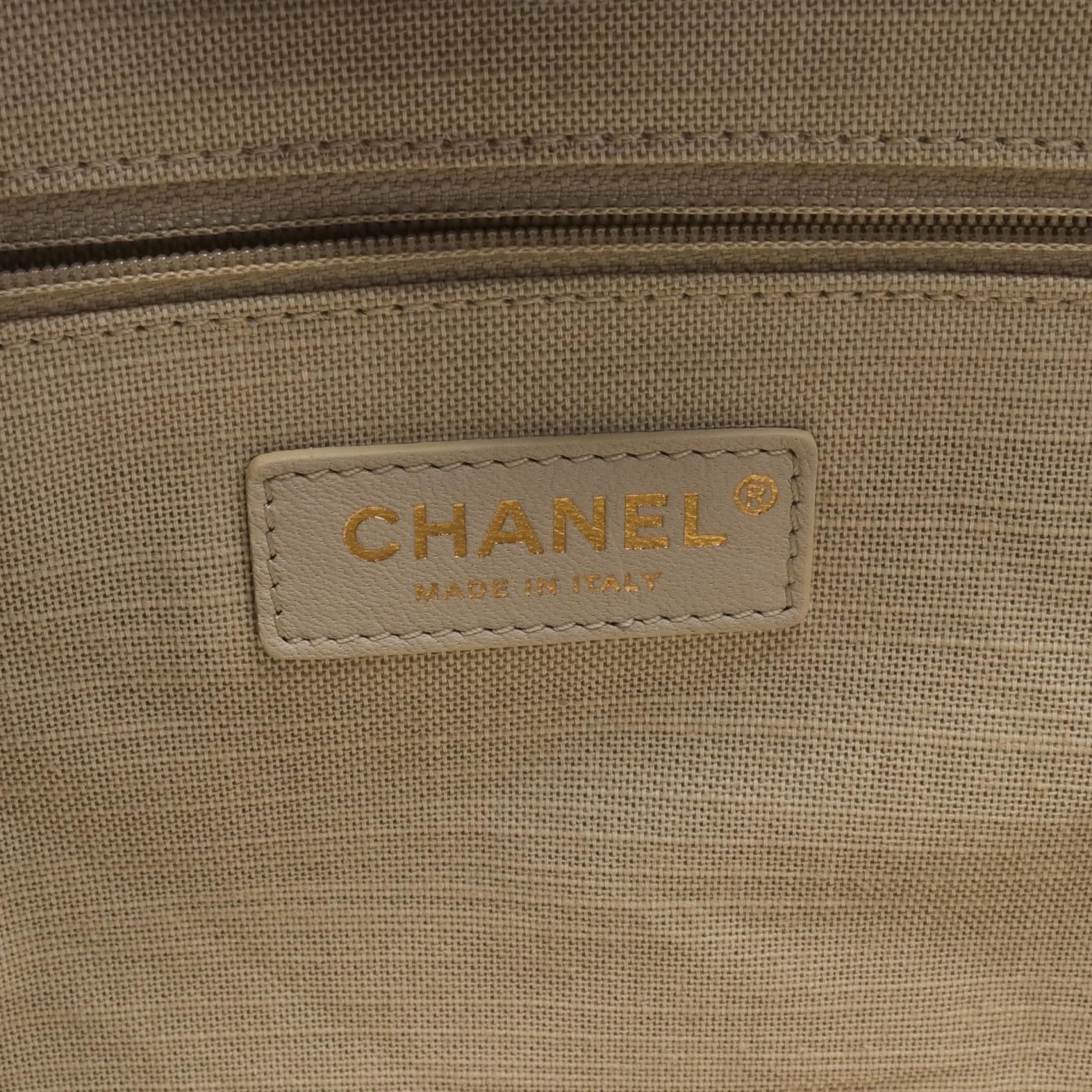 Chanel Deauville Small Tote Canvas Leather