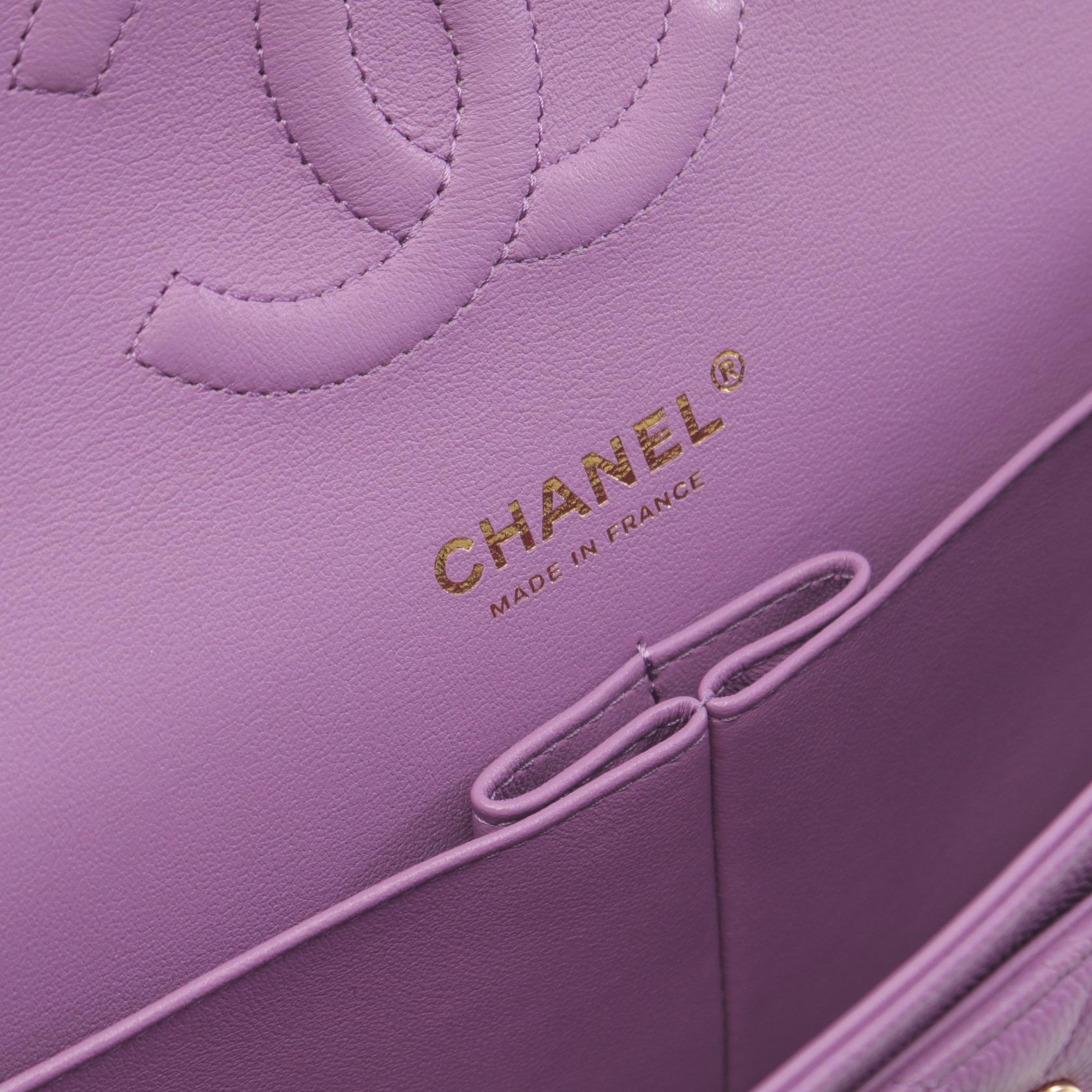 Chanel Matelasse W Flap Shoulder Bag Purple