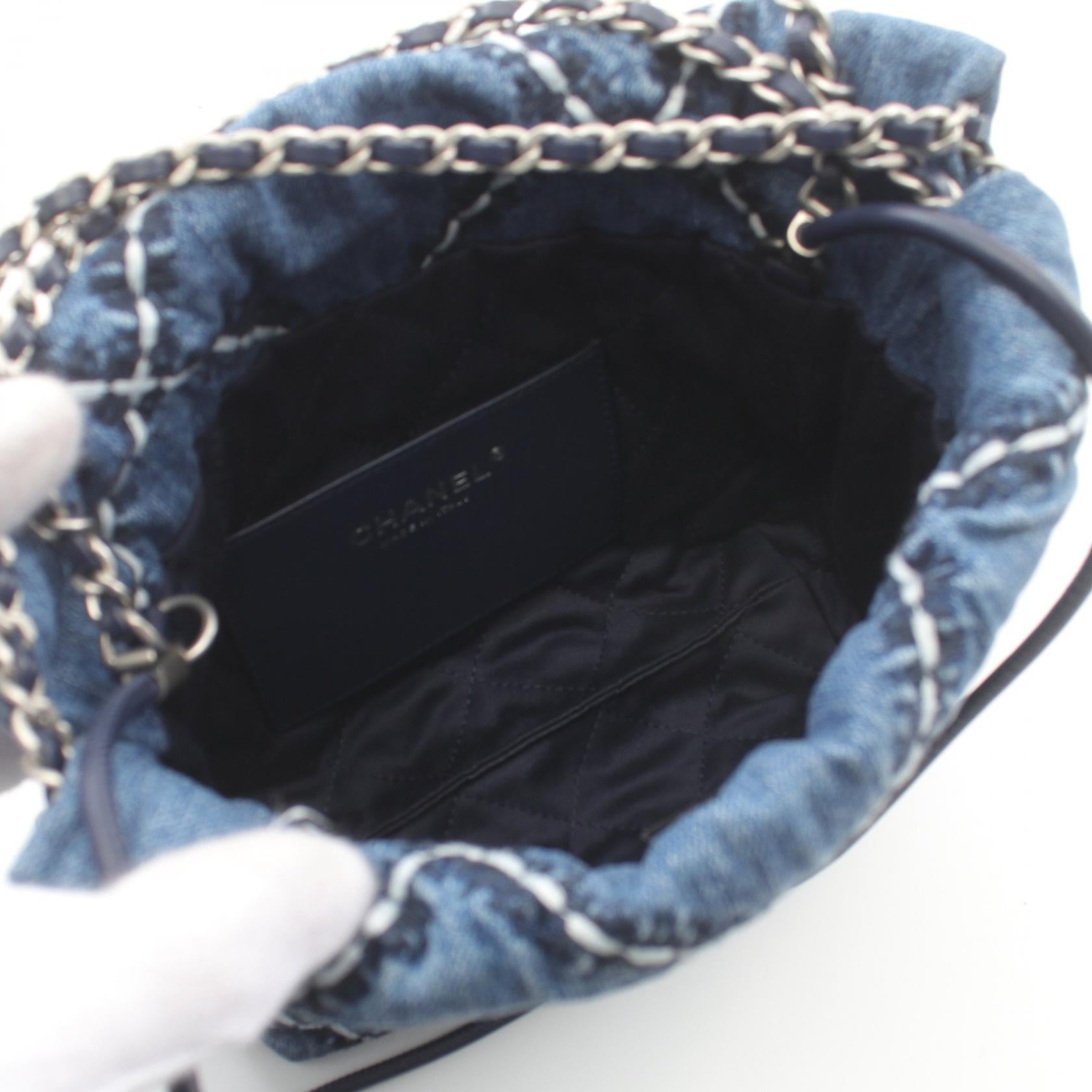 Chanel 22 Mini Denim Shoulder Bag Navy