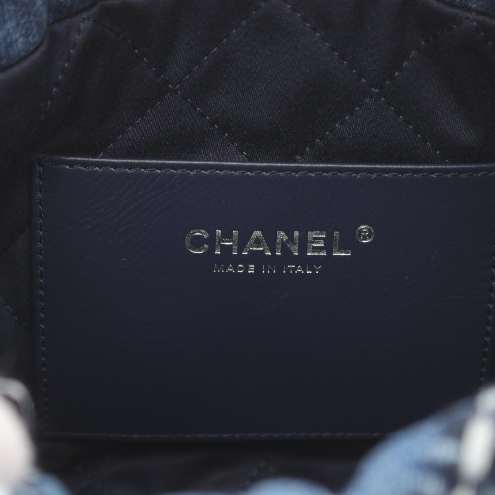 Chanel 22 Mini Denim Shoulder Bag Navy