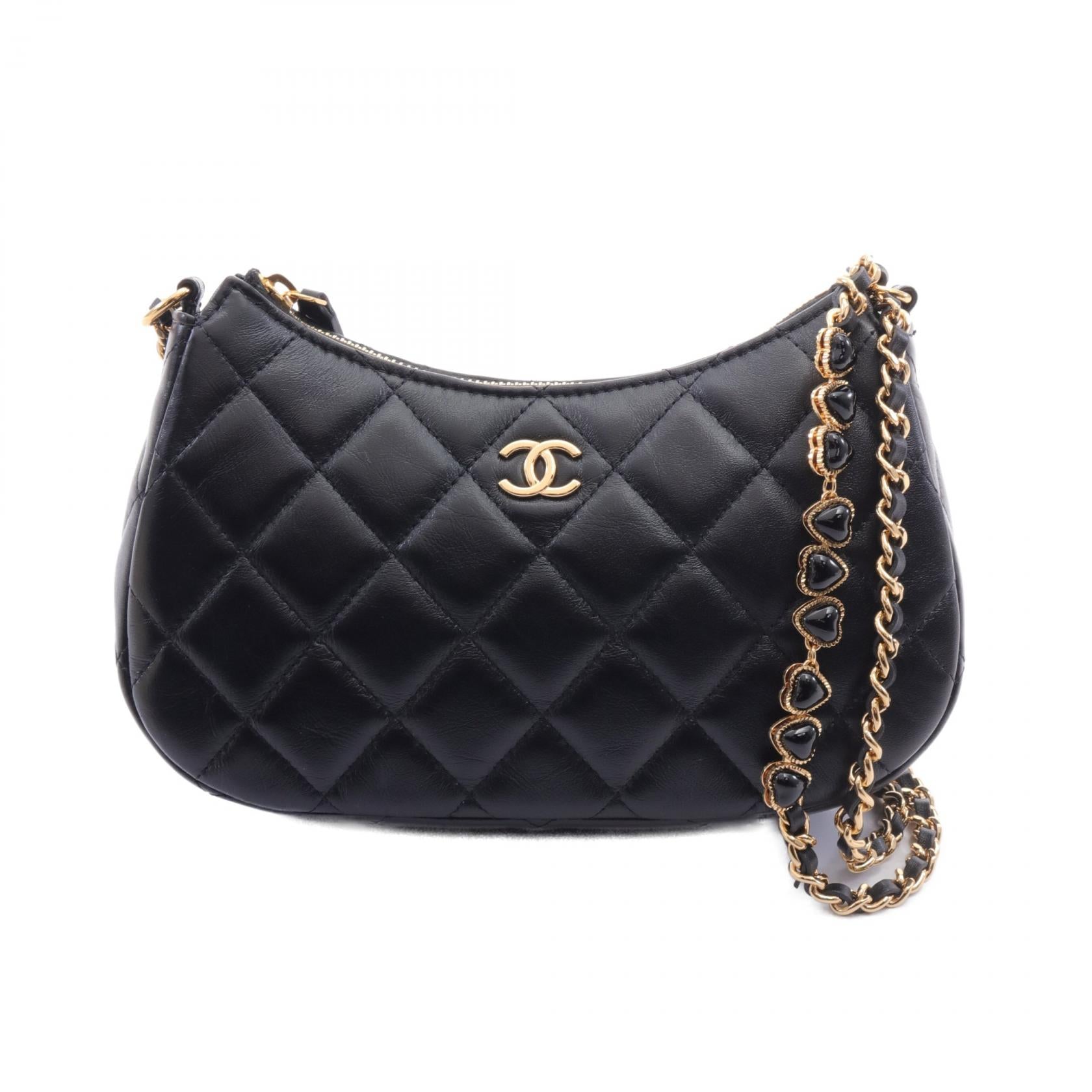 Chanel Leather Matelasse Shoulder Bag Black