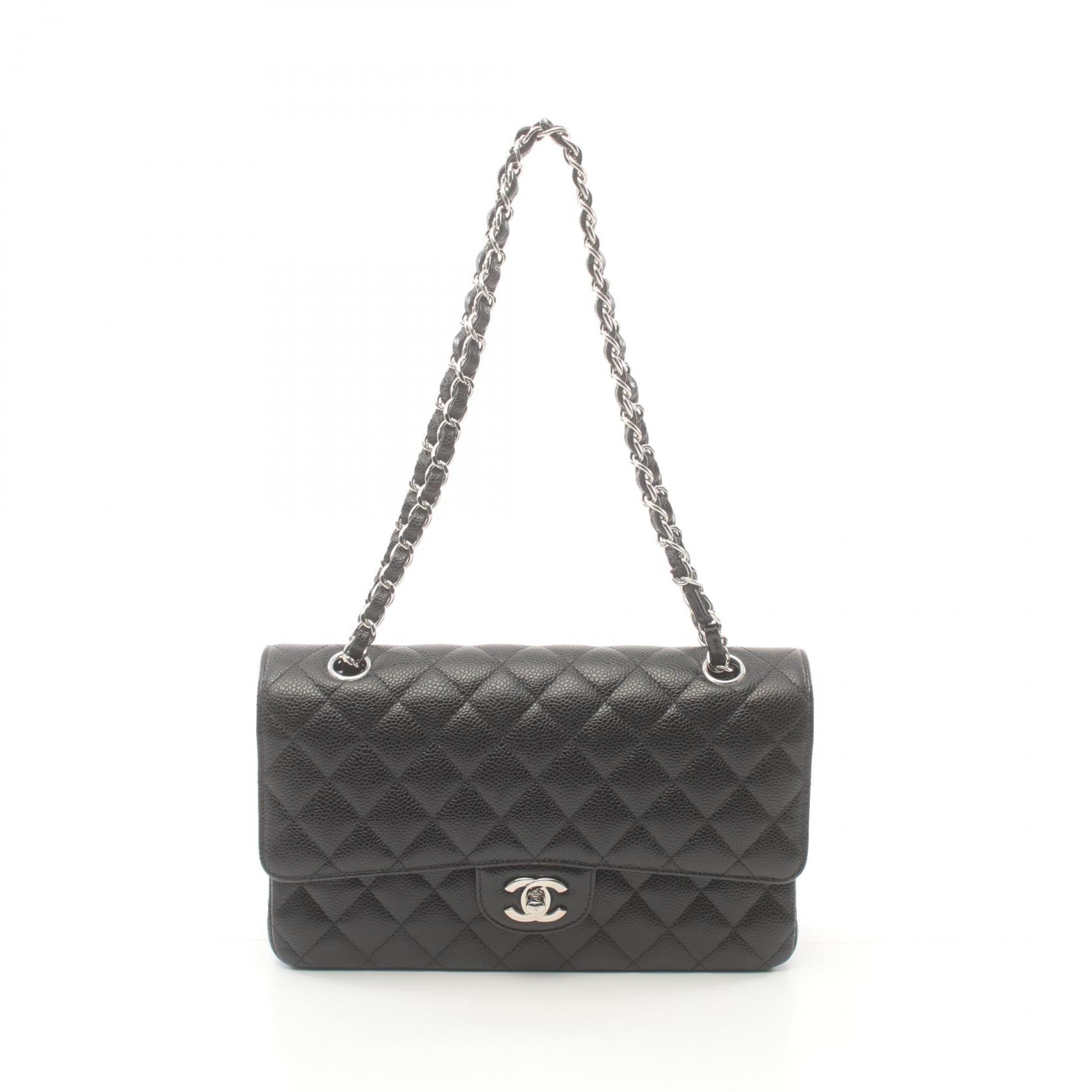 Chanel Matelasse W Flap Shoulder Bag Black