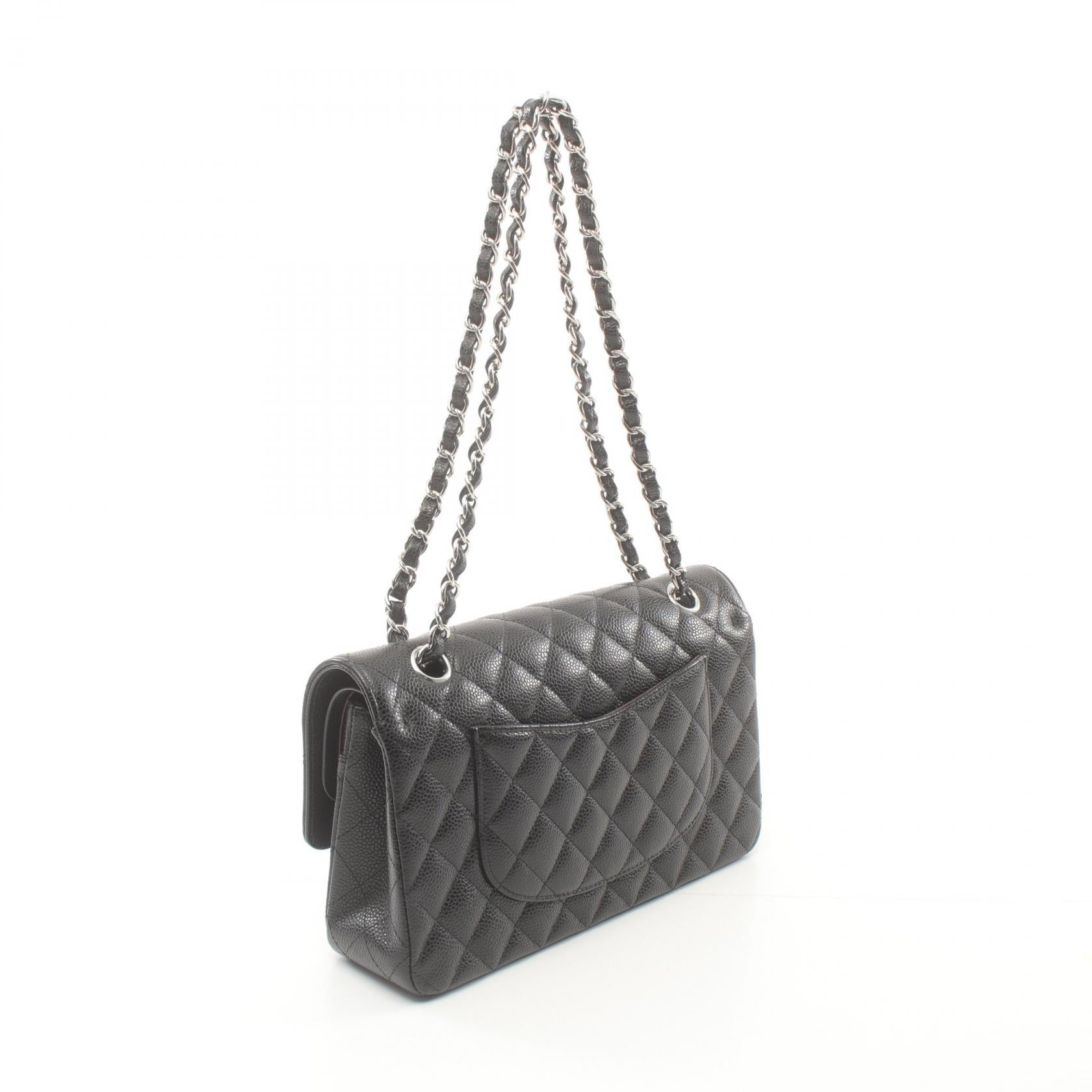 Chanel Matelasse W Flap Shoulder Bag Black