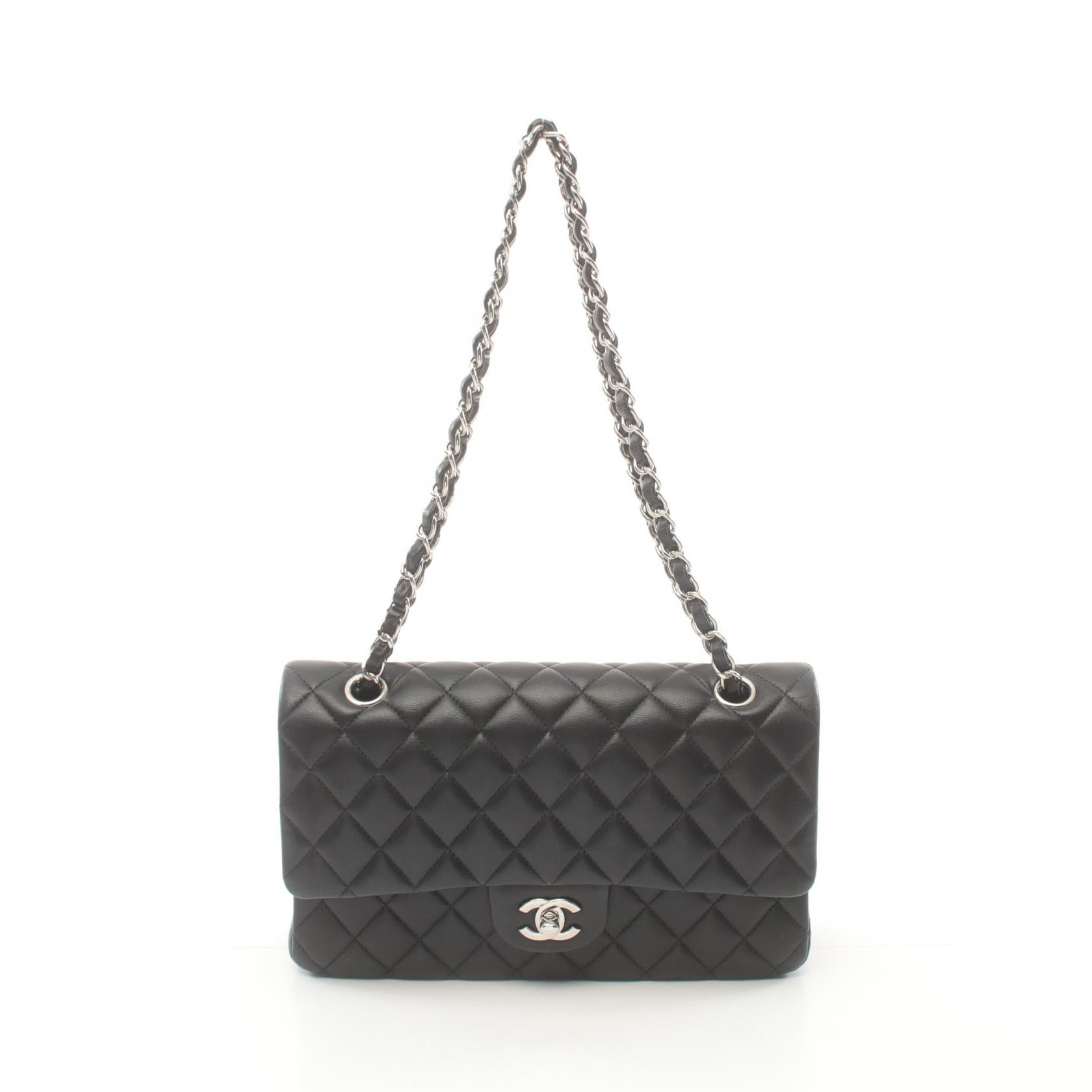 Chanel Lambskin Matelasse W Flap Shoulder Bag