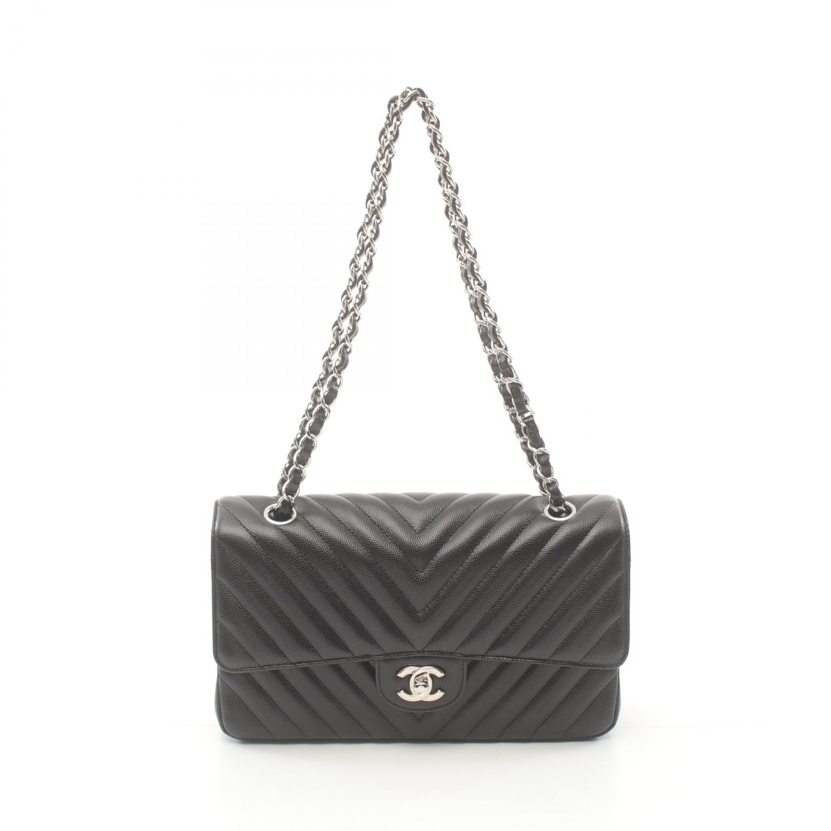 Chanel Chevron V-Stitch Leather Shoulder Bag