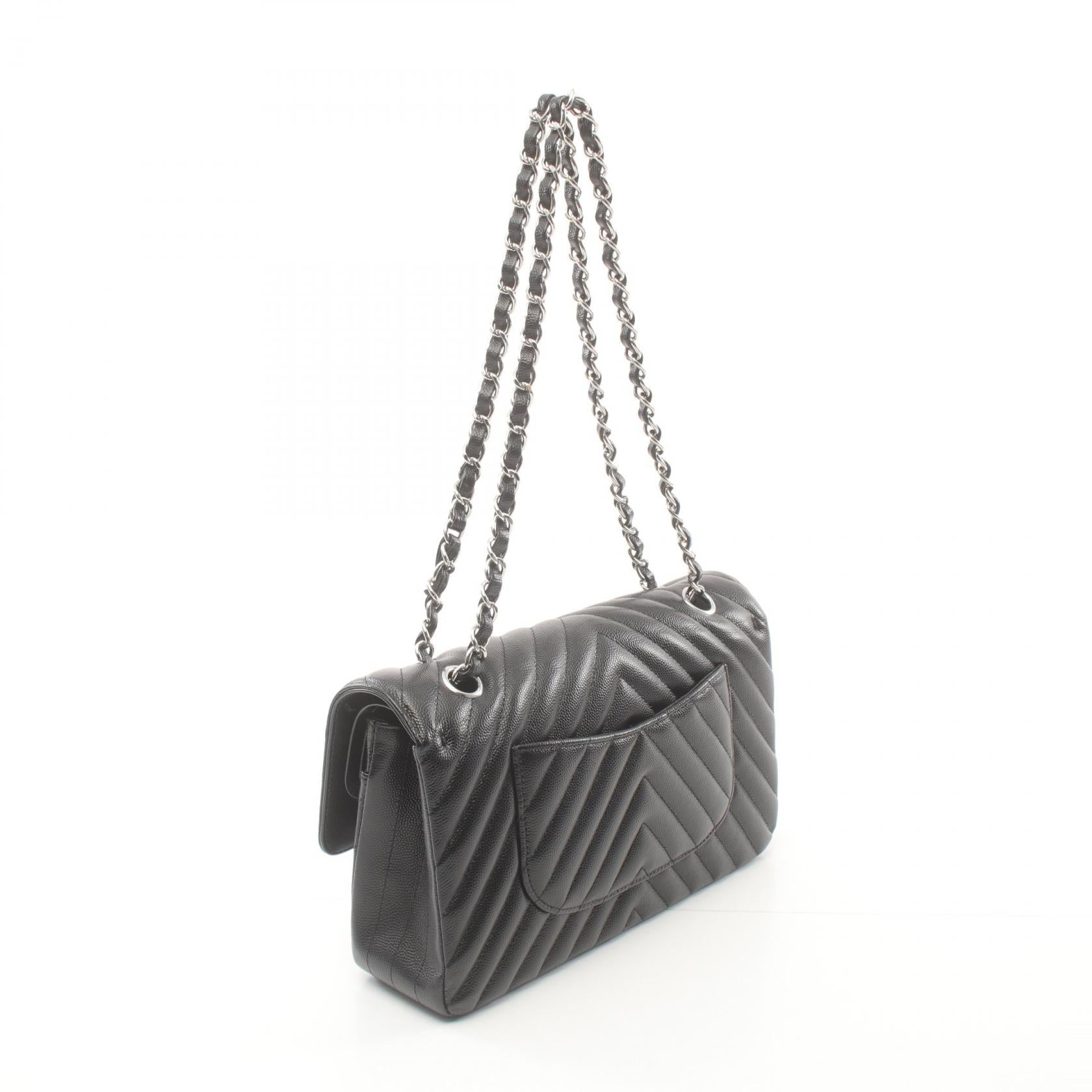 Chanel Chevron V-Stitch Leather Shoulder Bag